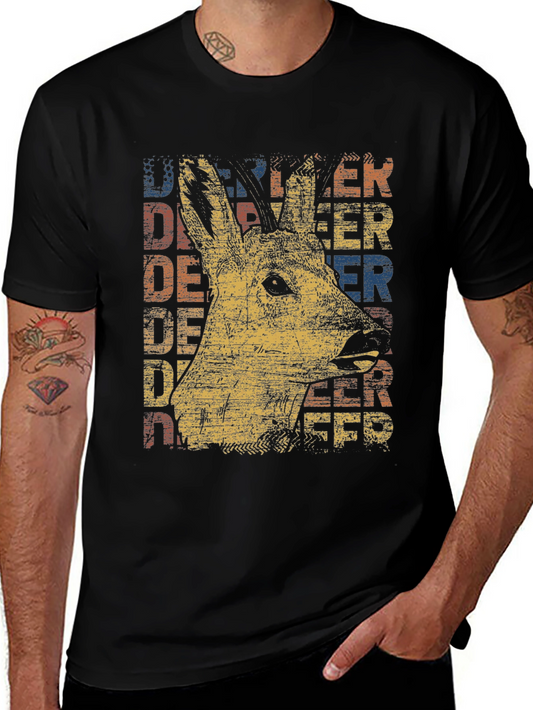 Vintage Deer Graphic T-Shirt - Black