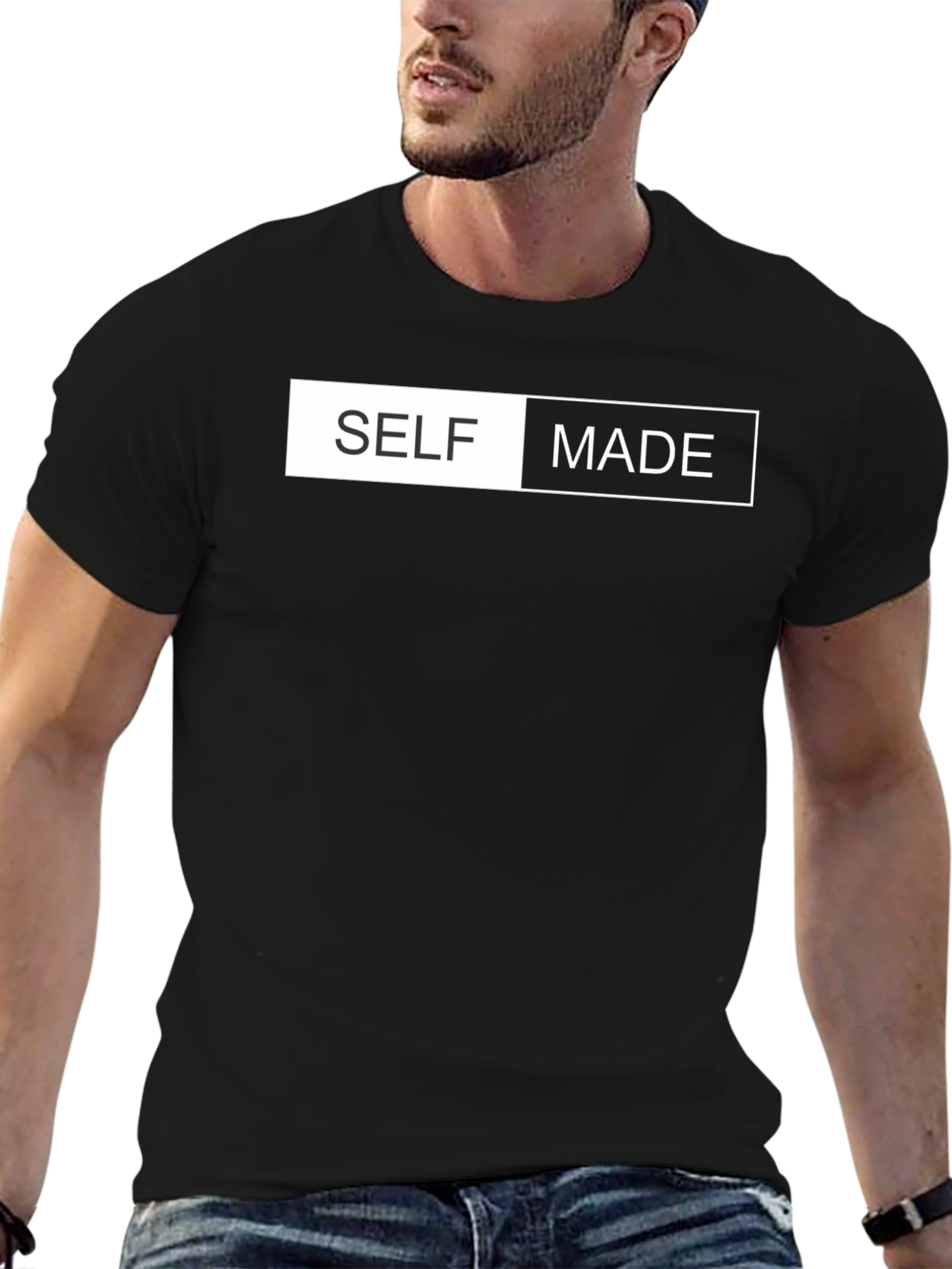 Self Made Graphic Tee - Black Cotton T-Shirt