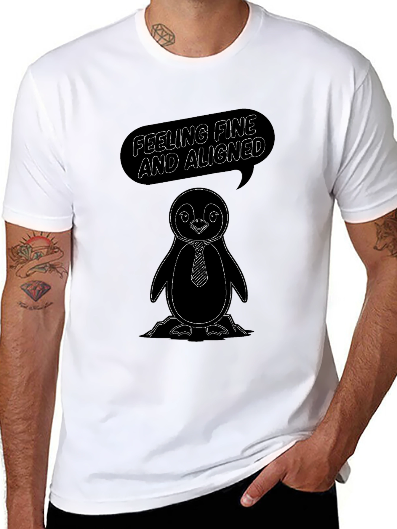 Penguin T-Shirt - Feeling Fine & Aligned Graphic Tee