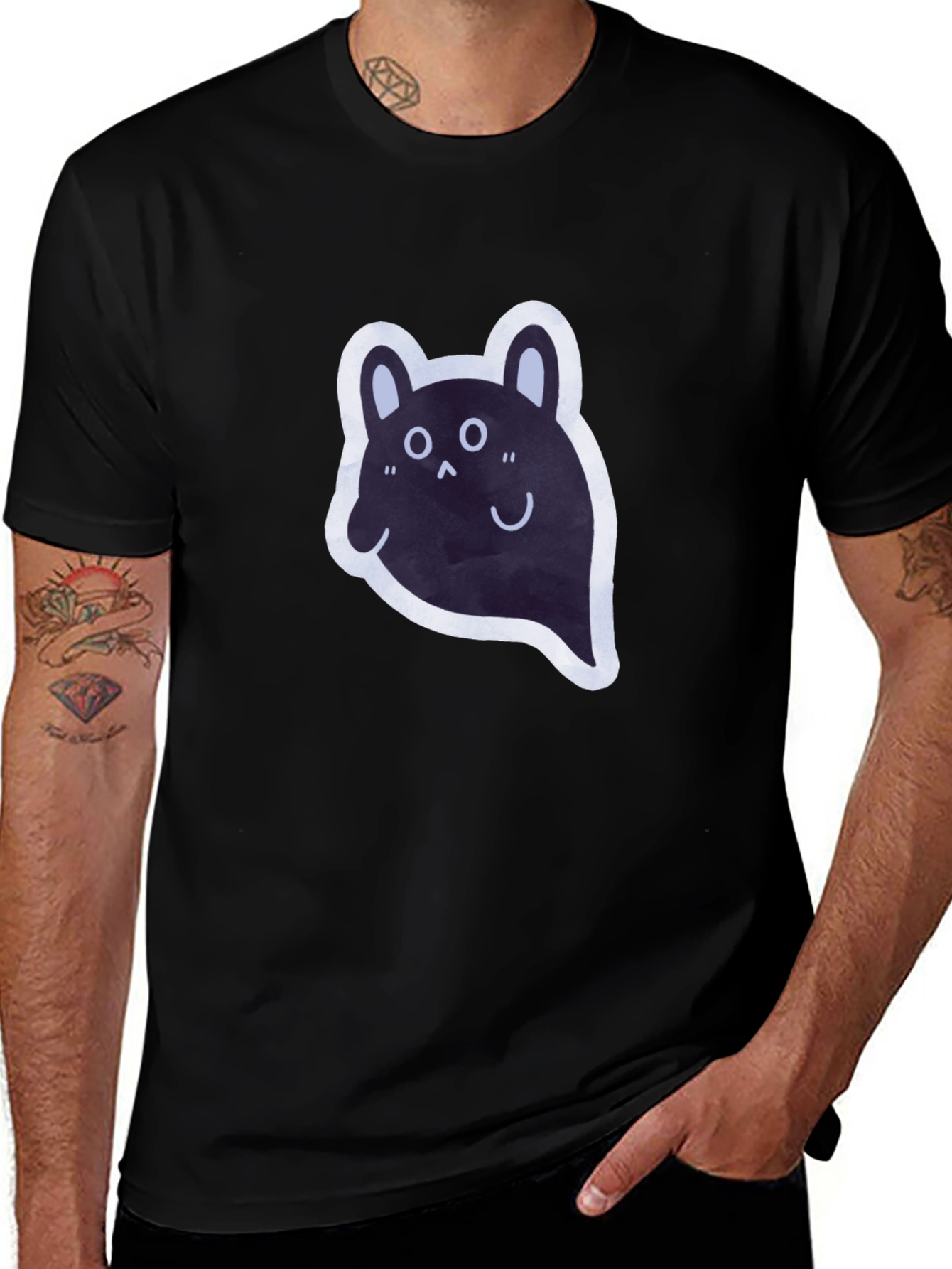 Cute Ghost T-Shirt - Black Cotton Tee