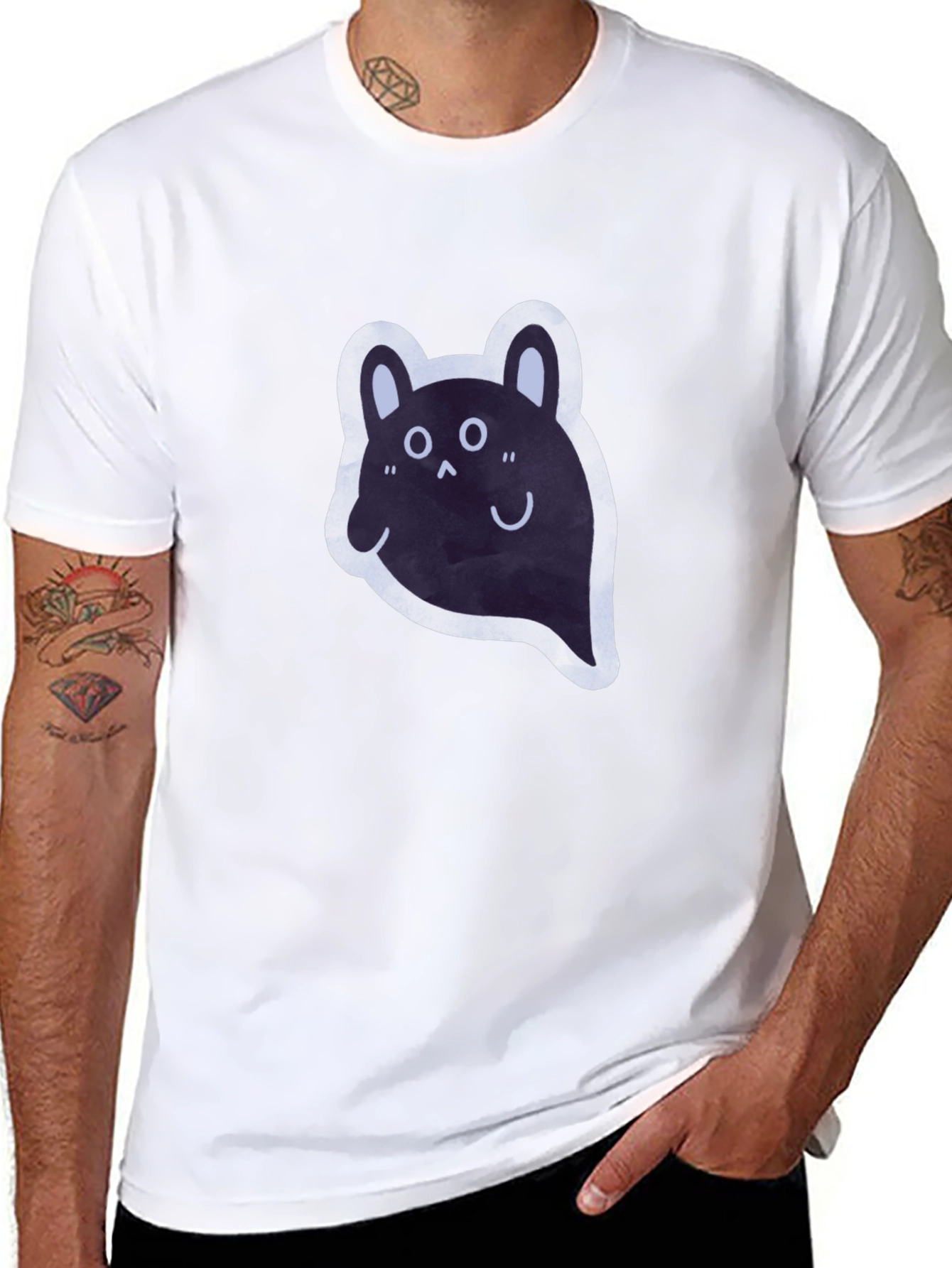 Cute Ghost T-Shirt - Black Cotton Tee