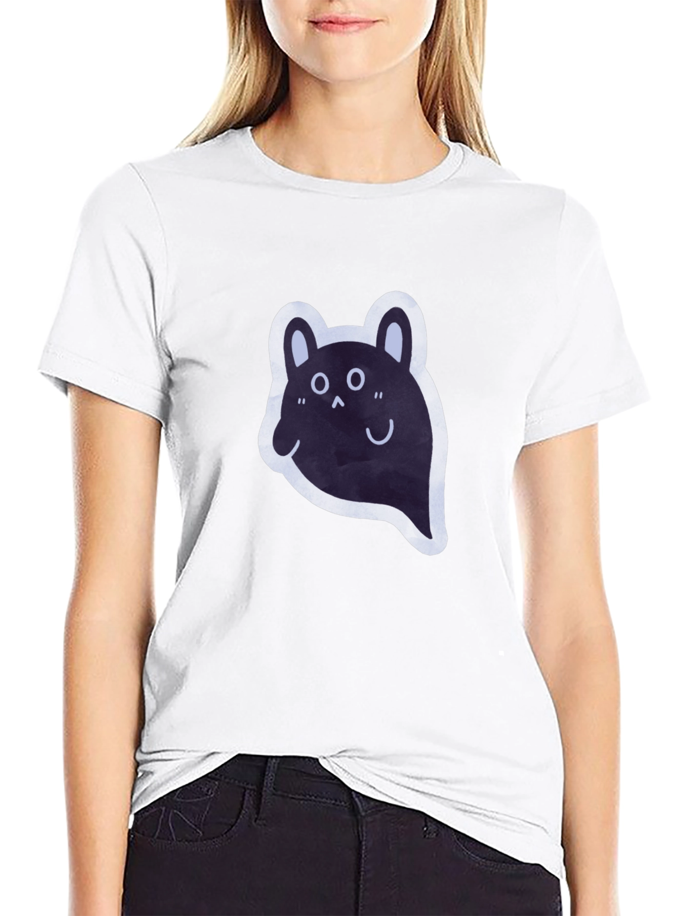 Cute Ghost T-Shirt - Black Cotton Tee