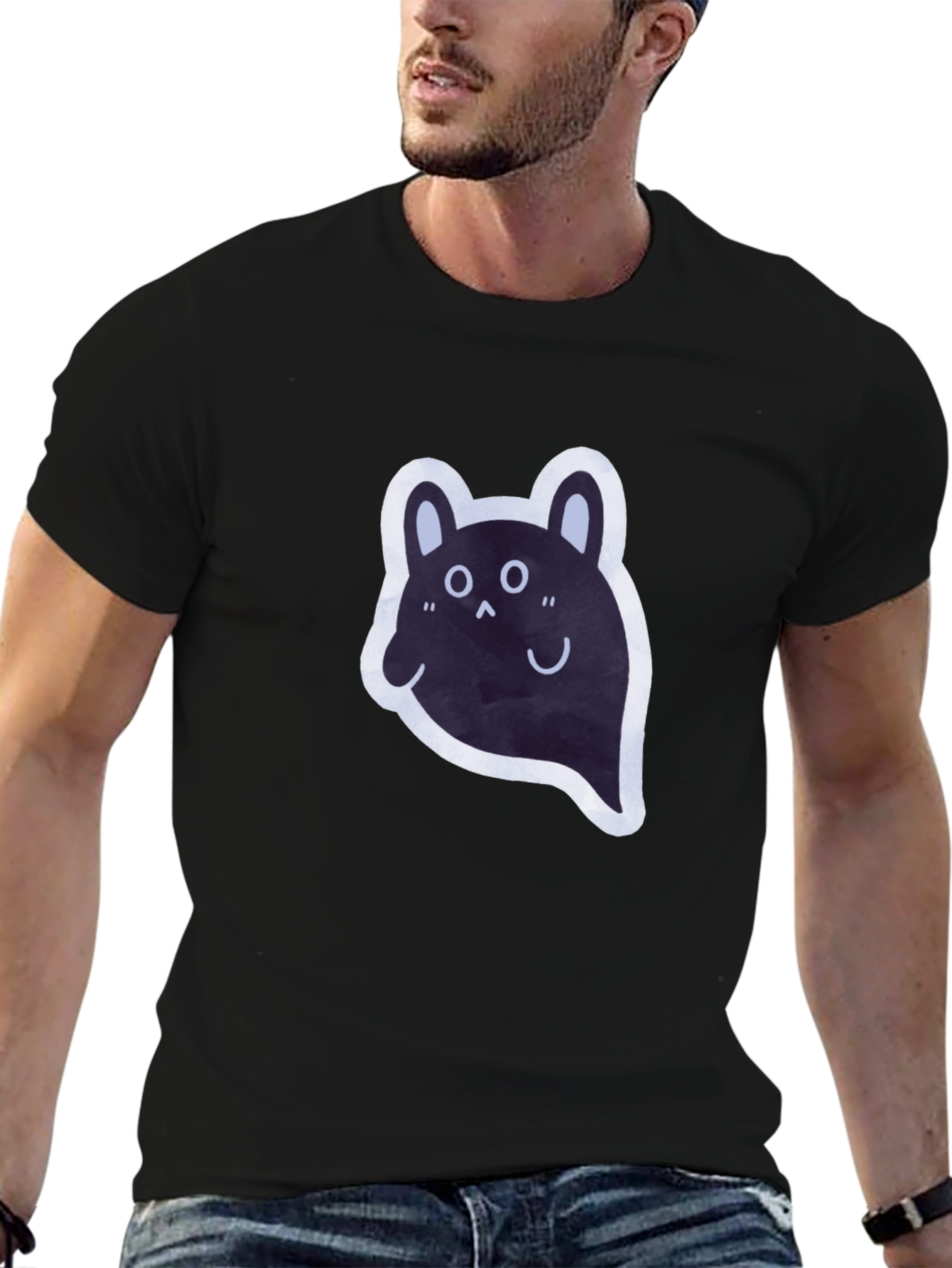 Cute Ghost T-Shirt - Black Cotton Tee