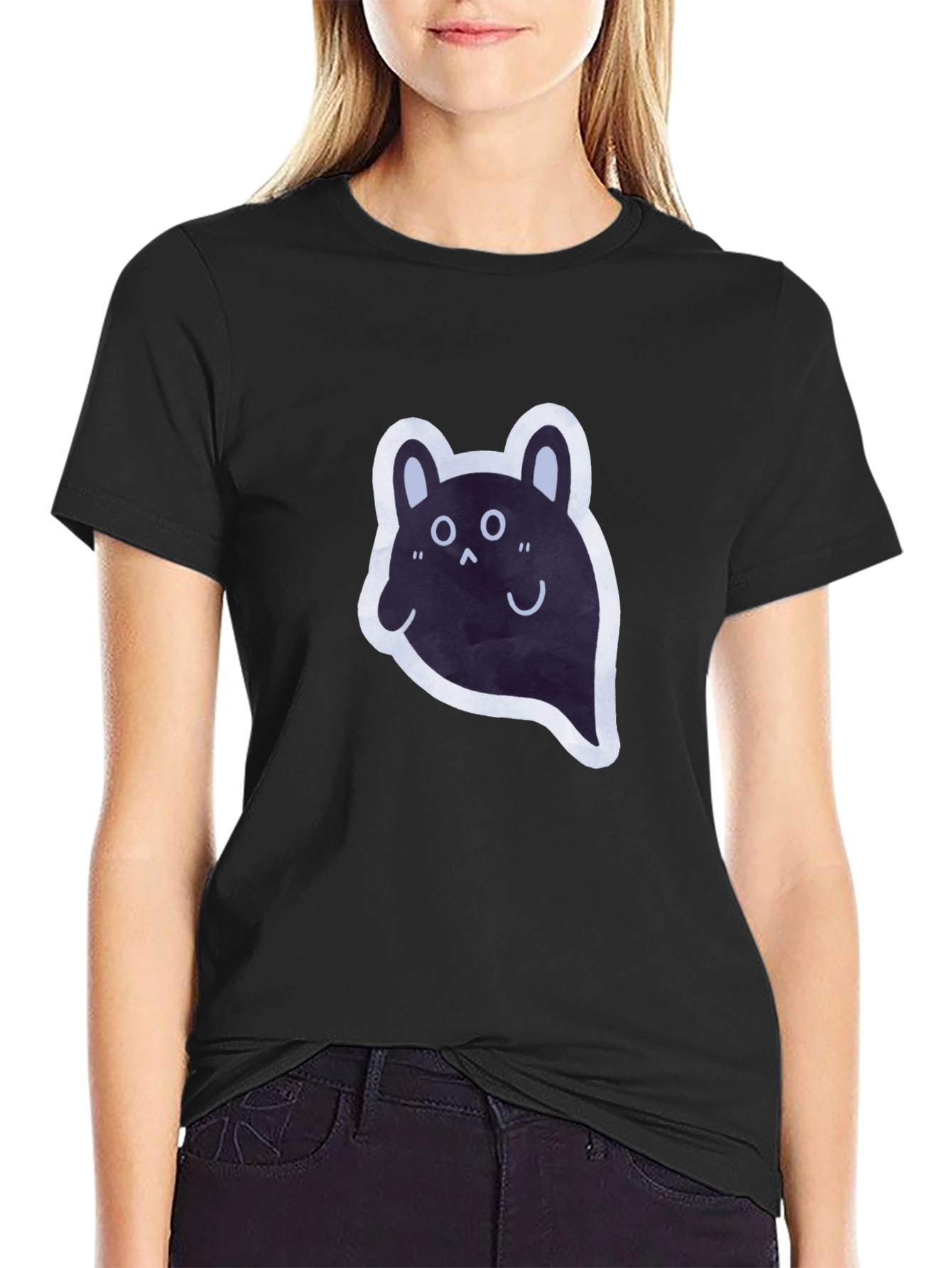 Cute Ghost T-Shirt - Black Cotton Tee