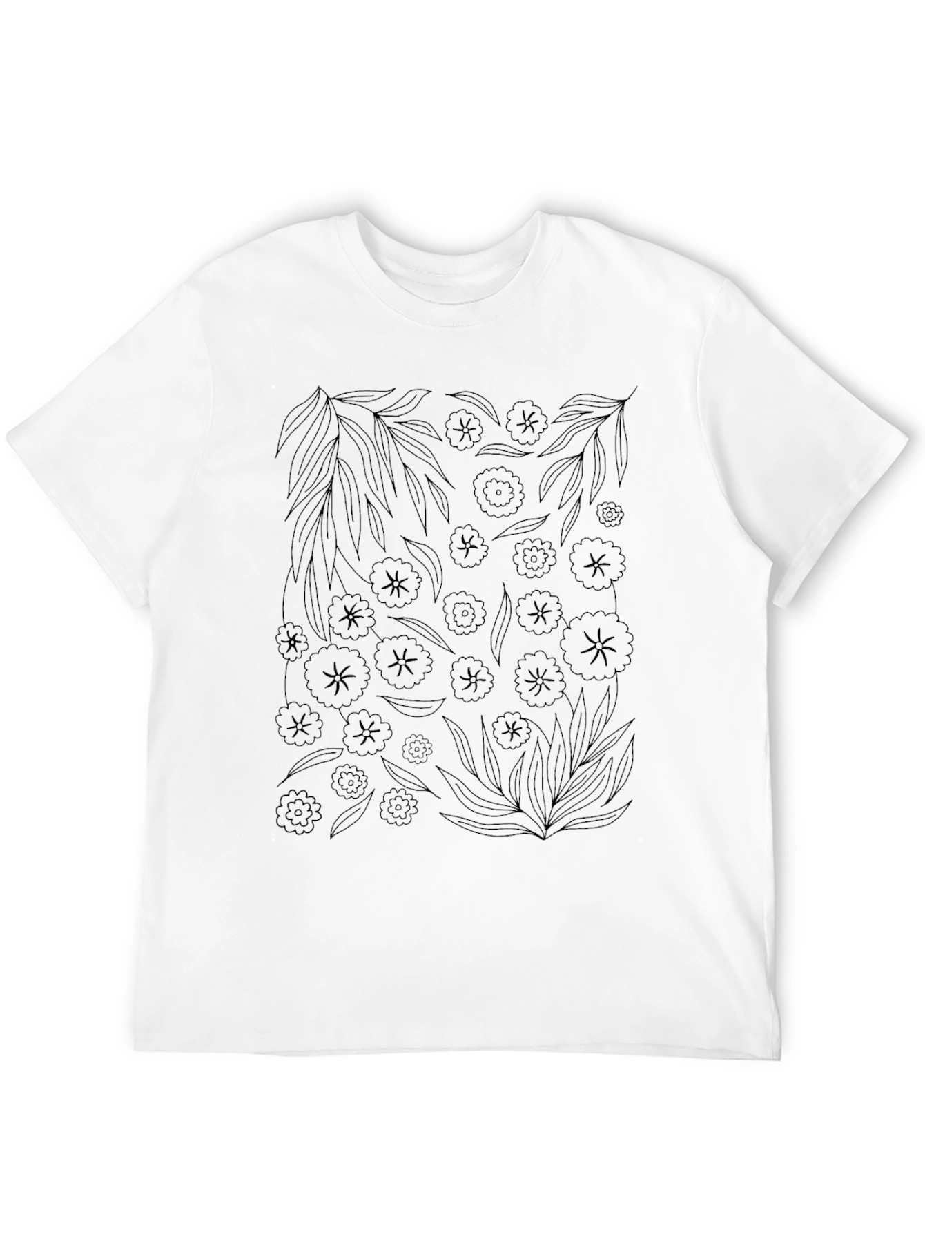 Floral Print Black Crew Neck T-Shirt