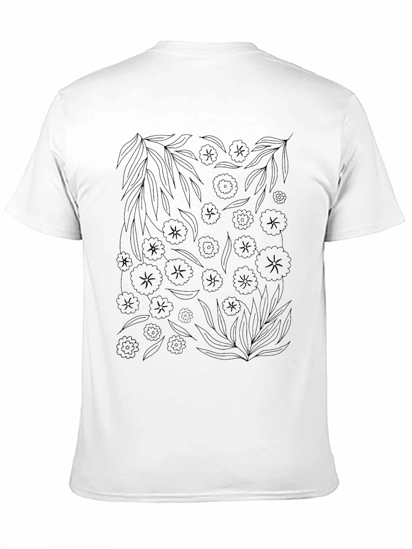 Floral Print Black Crew Neck T-Shirt
