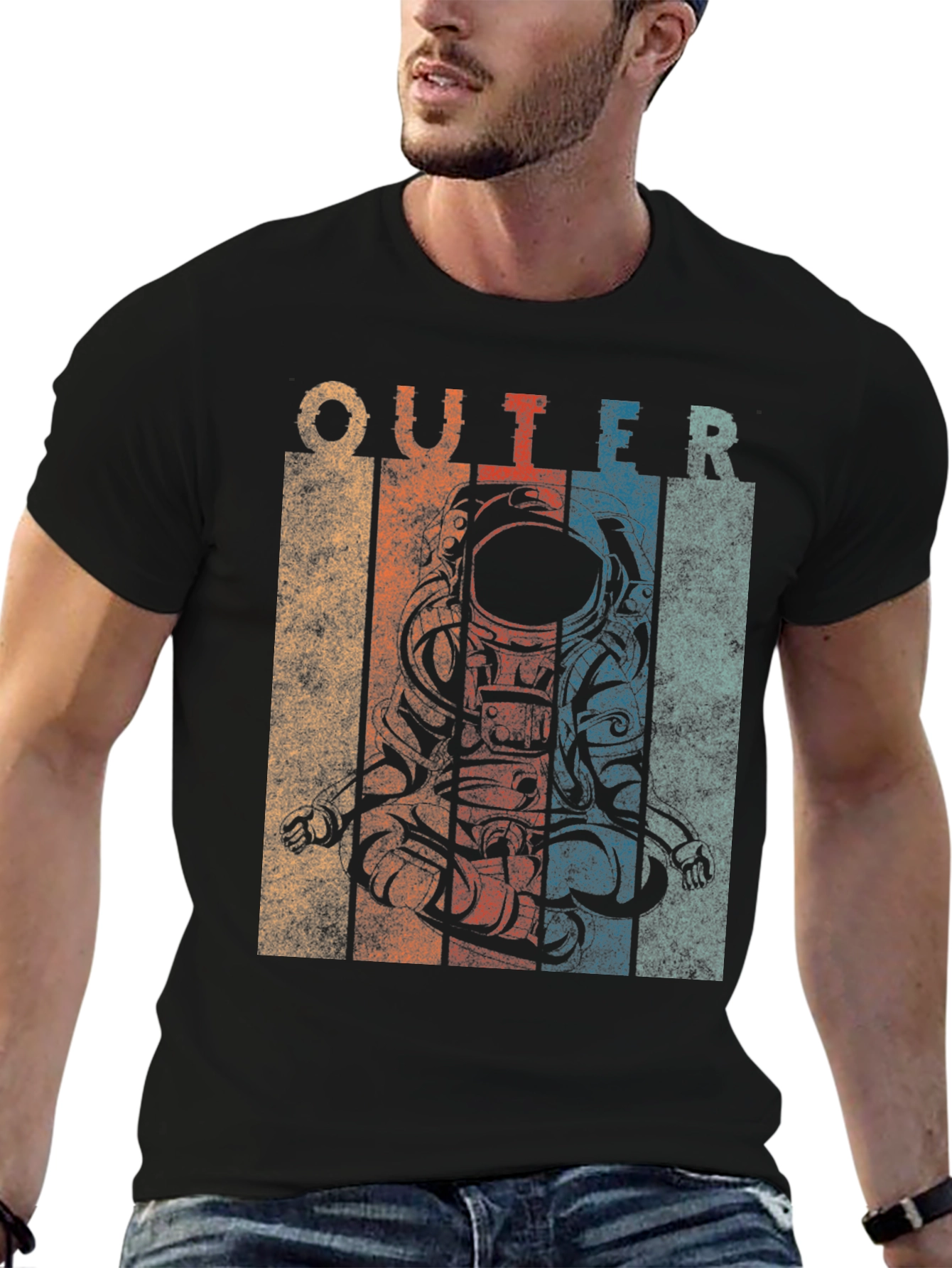 Retro Outer Space Astronaut Graphic T-Shirt