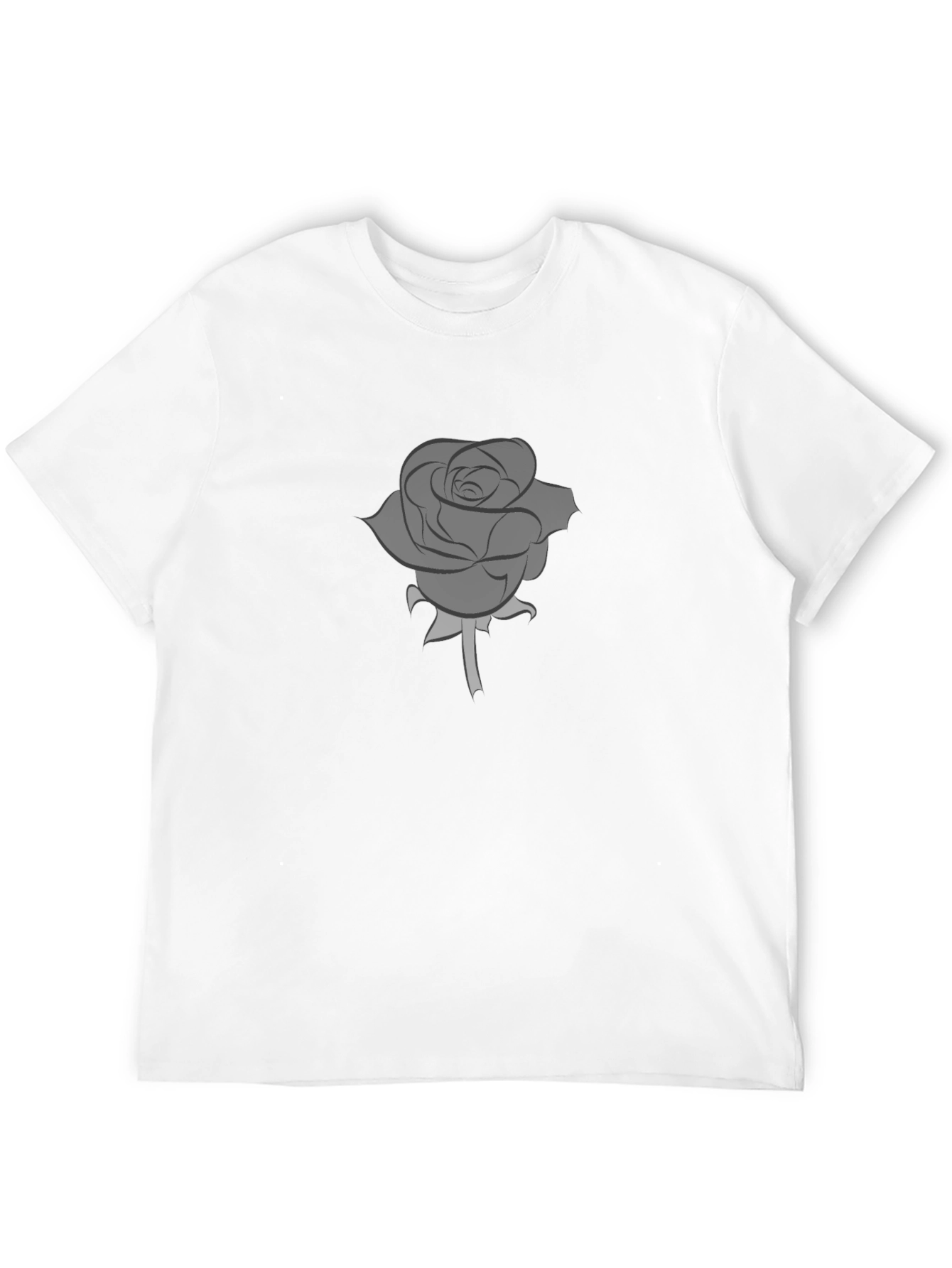 Mens Black T-Shirt with Grey Rose Graphic