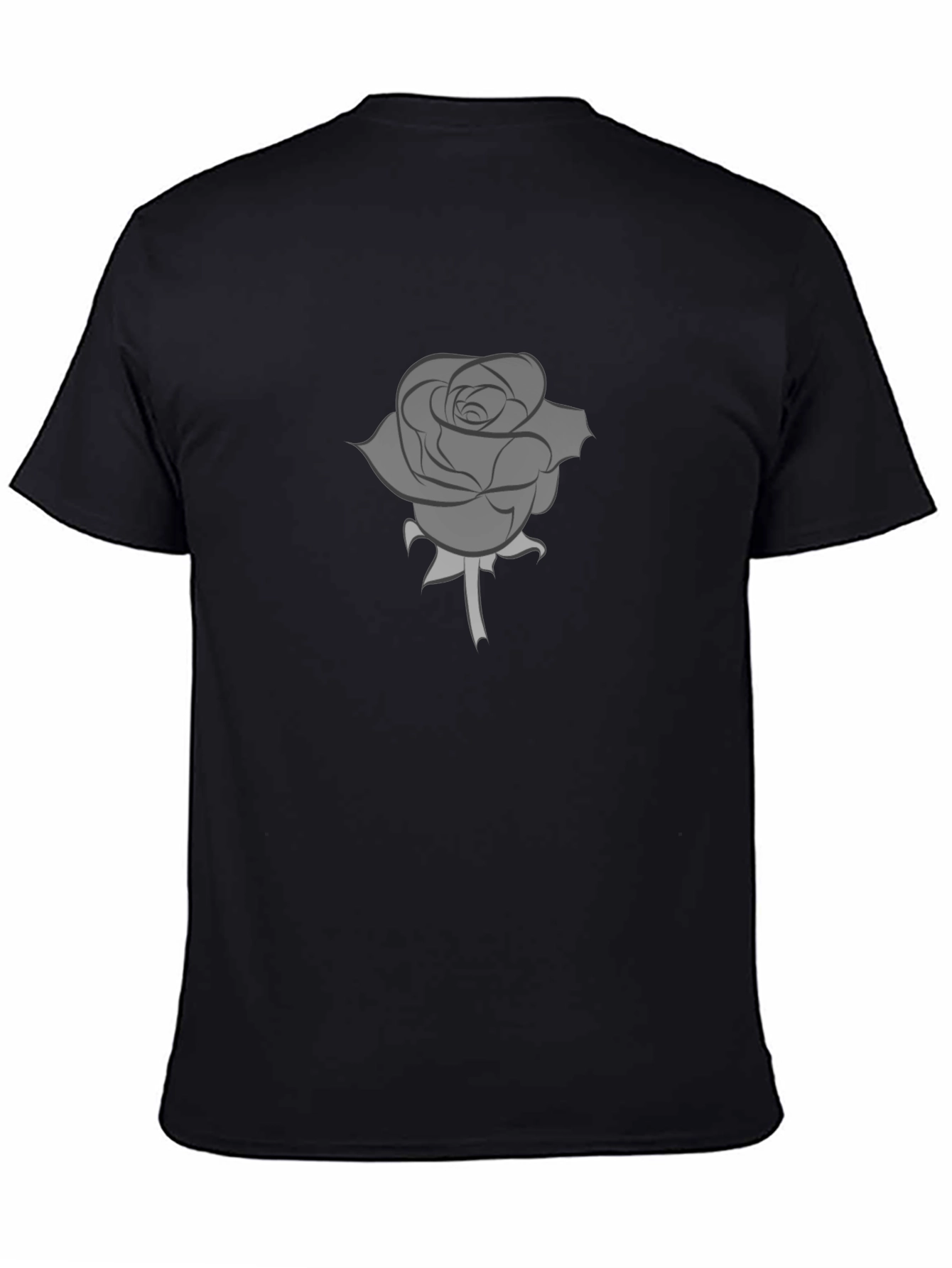 Mens Black T-Shirt with Grey Rose Graphic