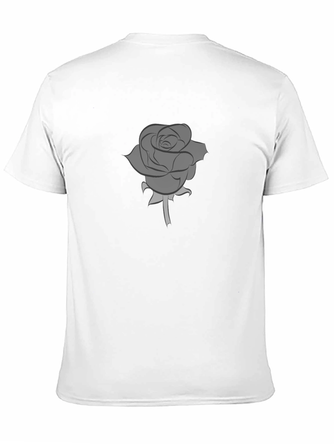 Mens Black T-Shirt with Grey Rose Graphic