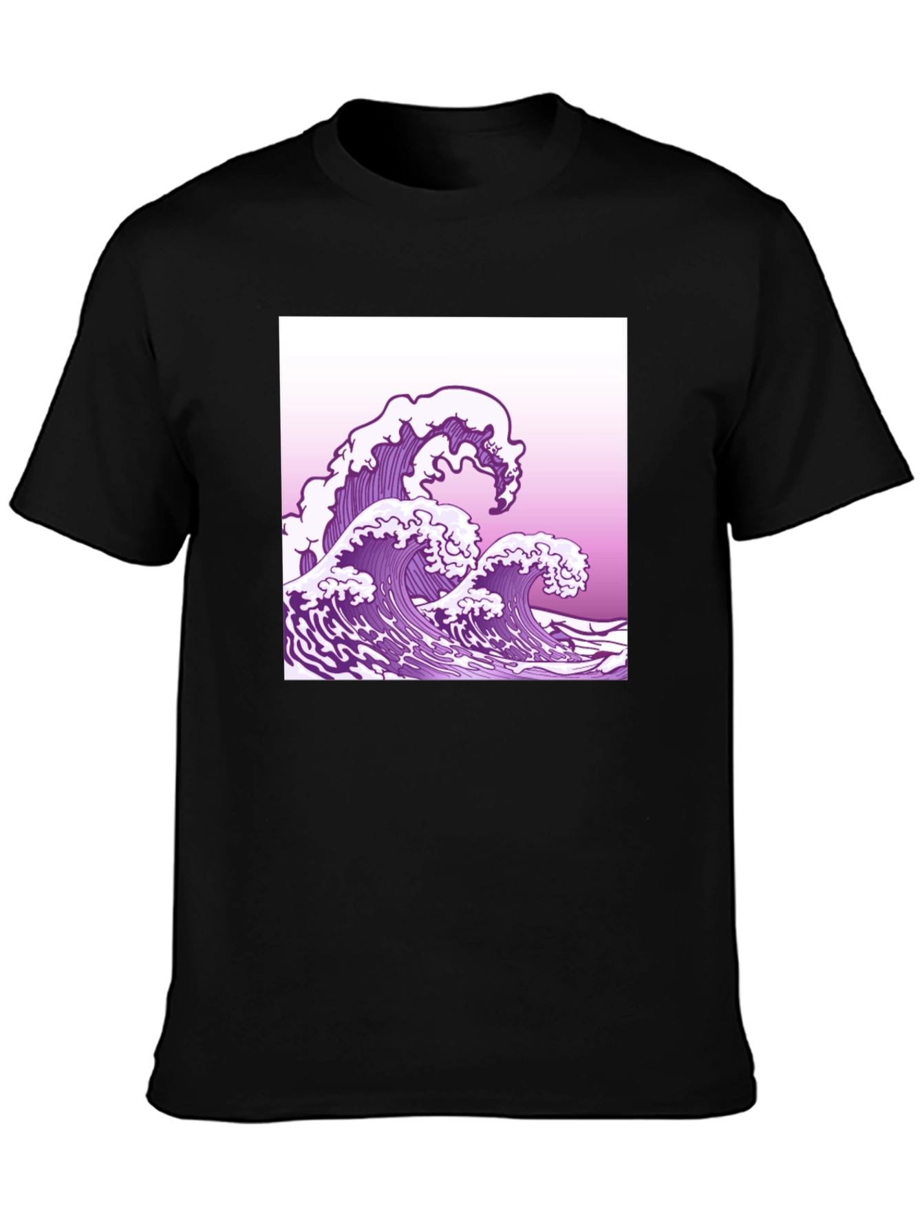 Wave Graphic Tee - Black Cotton T-Shirt