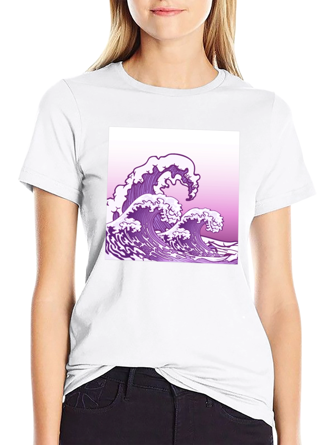 Wave Graphic Tee - Black Cotton T-Shirt