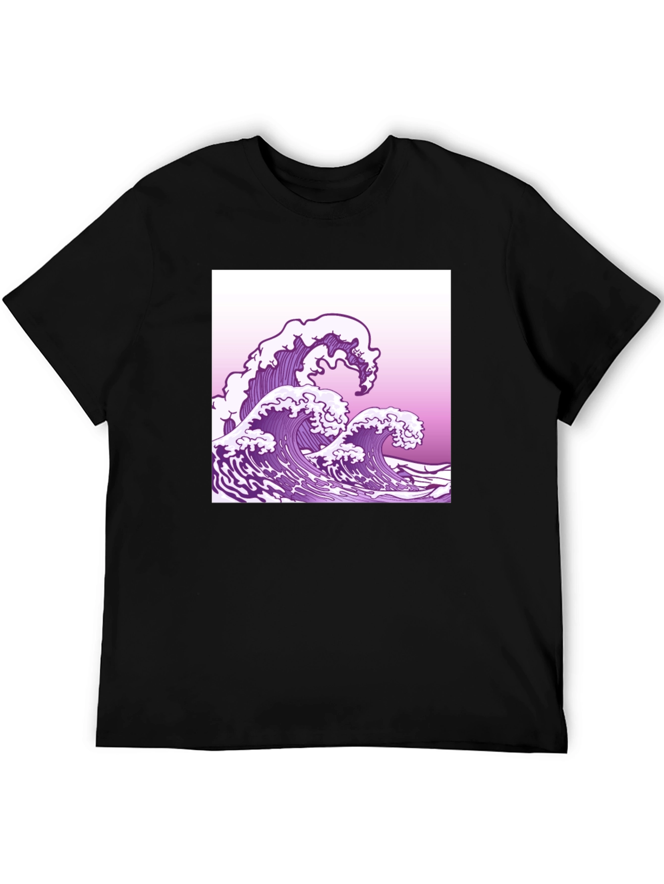 Wave Graphic Tee - Black Cotton T-Shirt