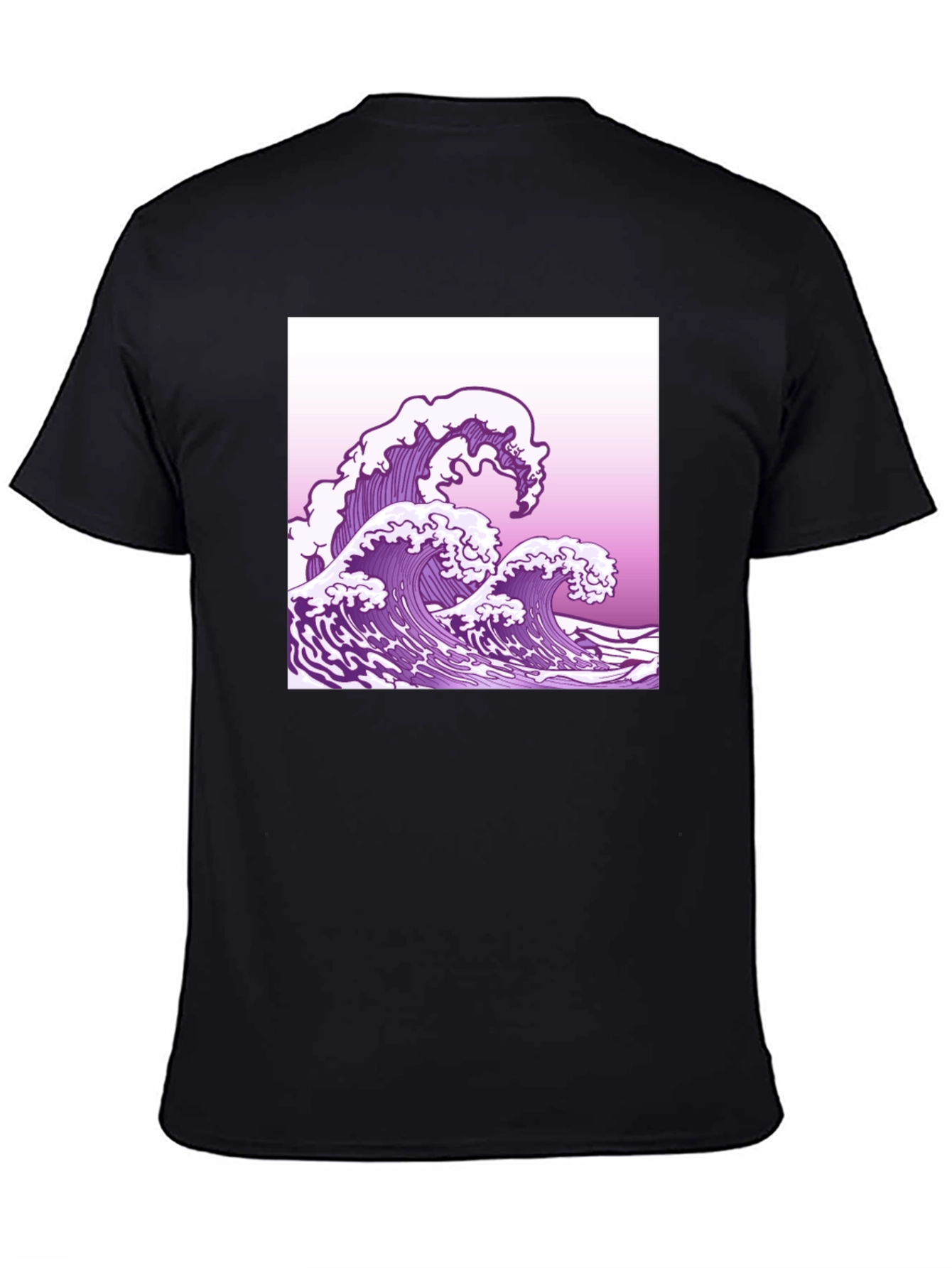 Wave Graphic Tee - Black Cotton T-Shirt