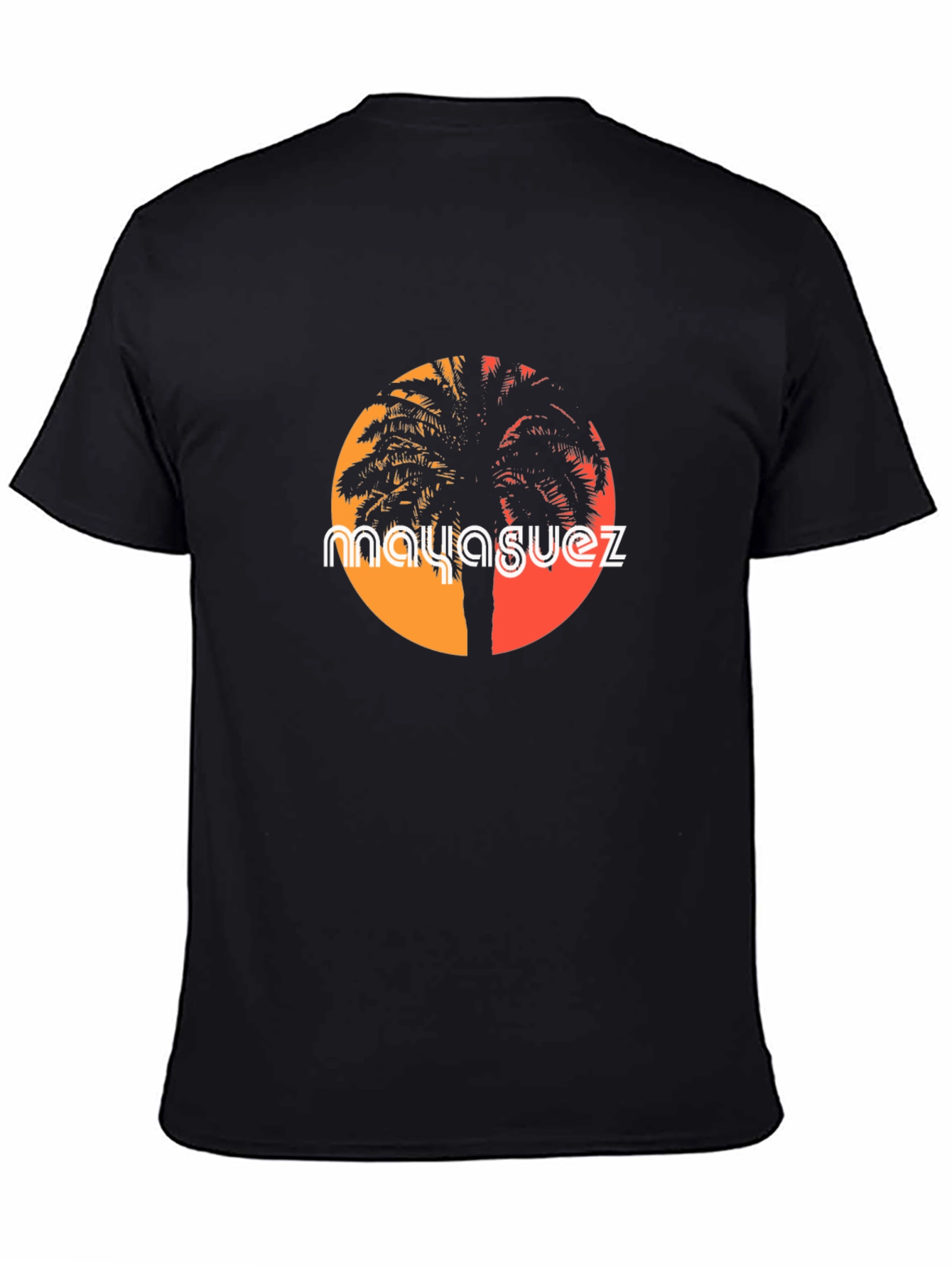 Mayaguez Palm Tree Sunset Graphic Tee - Black T-Shirt