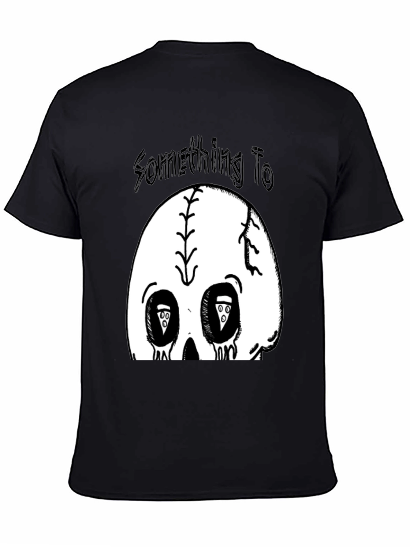 Skull Pizza Eyes Graphic Black T-Shirt