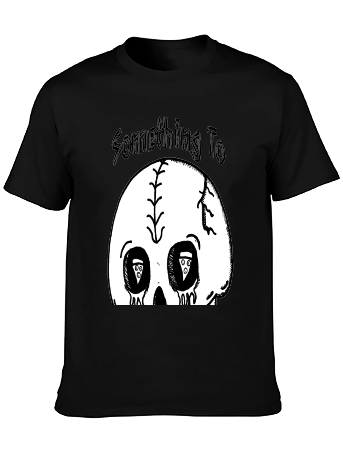 Skull Pizza Eyes Graphic Black T-Shirt
