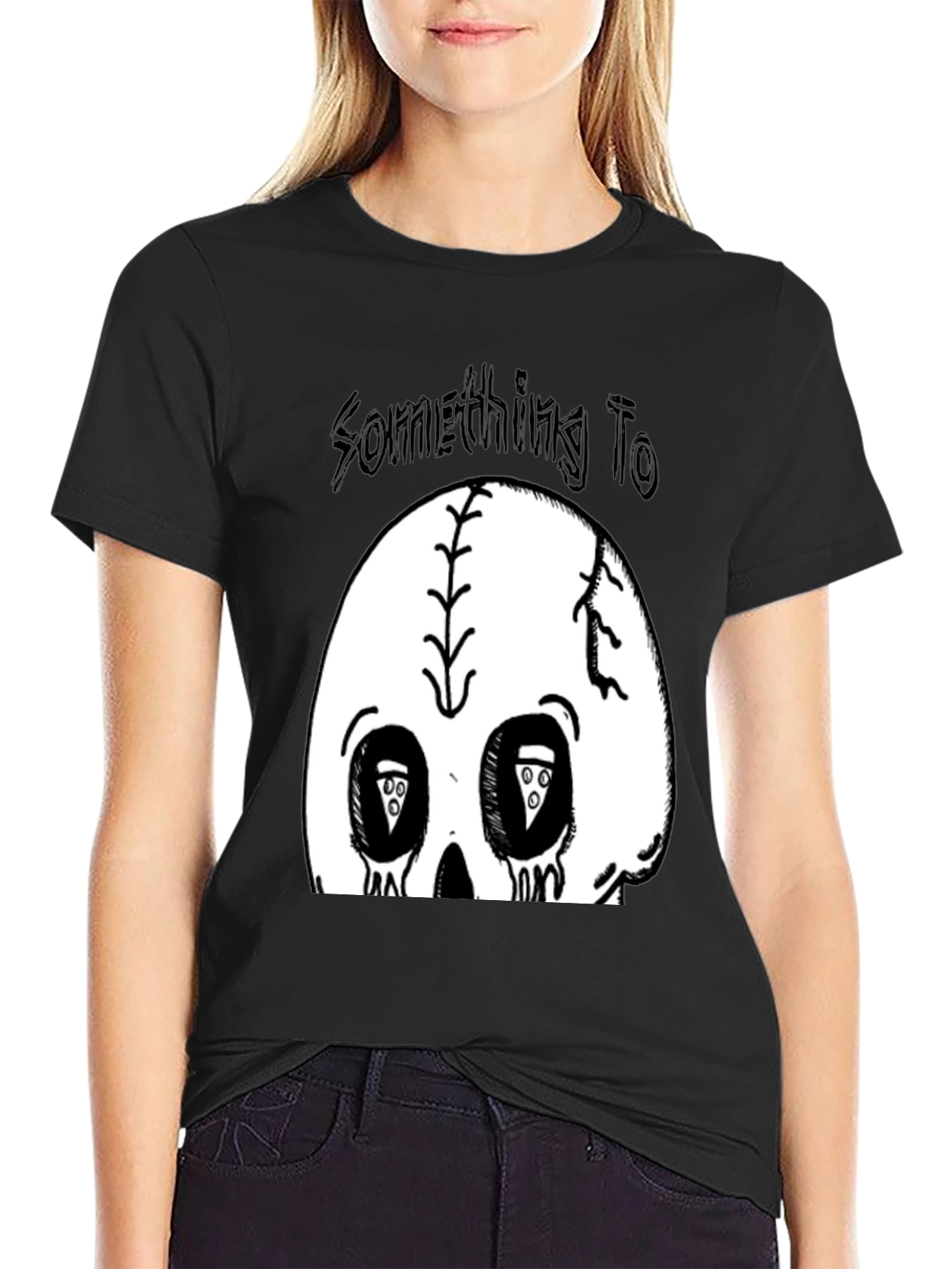 Skull Pizza Eyes Graphic Black T-Shirt