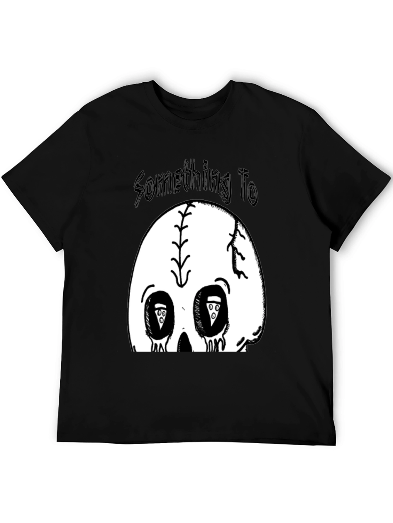 Skull Pizza Eyes Graphic Black T-Shirt