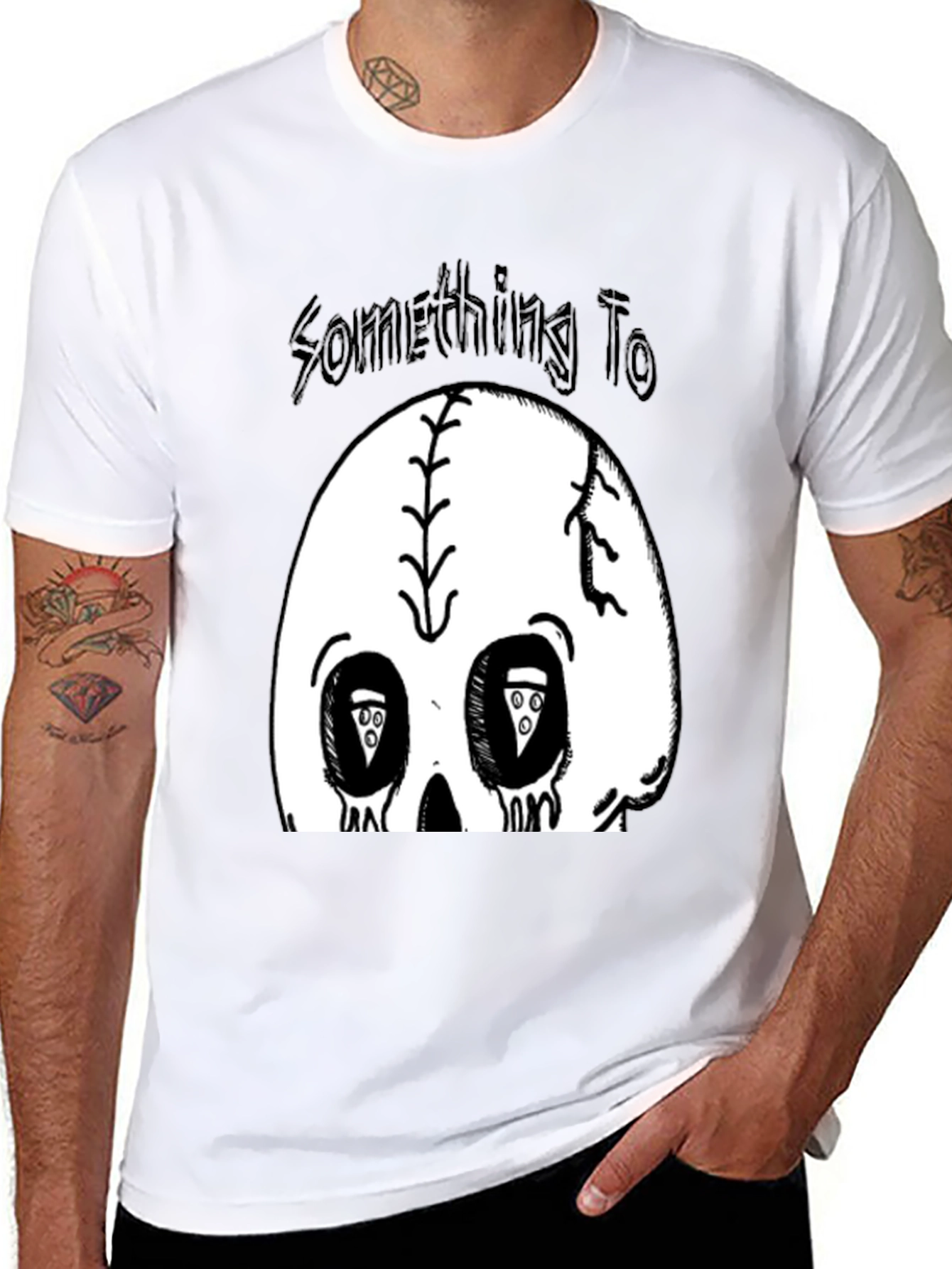 Skull Pizza Eyes Graphic Black T-Shirt