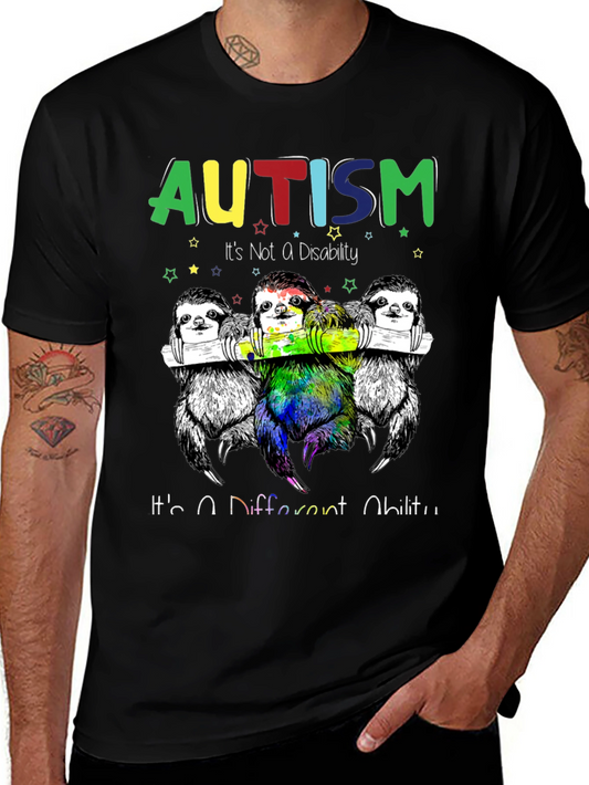 Autism Awareness Sloth Graphic Tee - Its a Different Ability