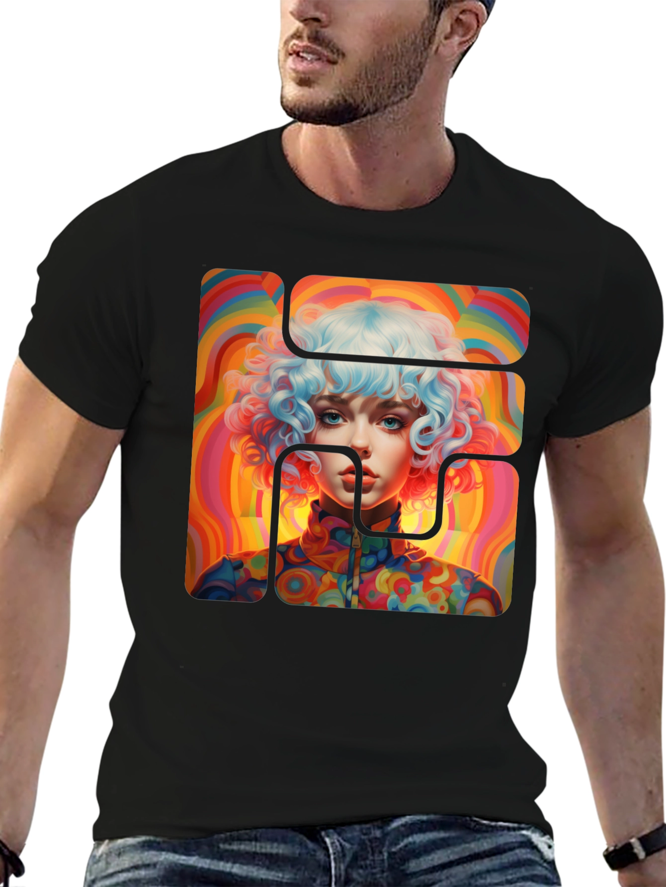 Retro Psychedelic Portrait Graphic Tee