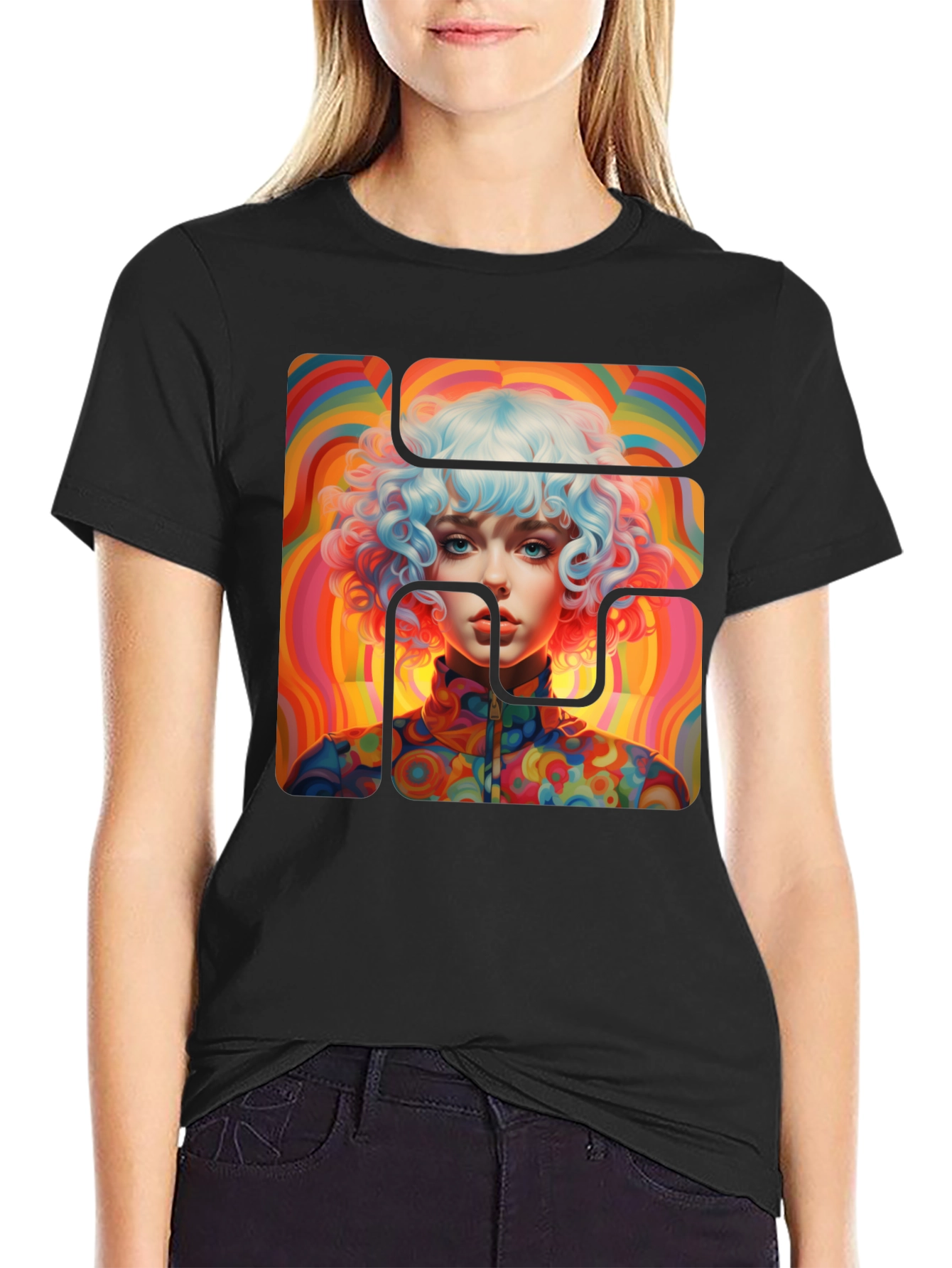 Retro Psychedelic Portrait Graphic Tee