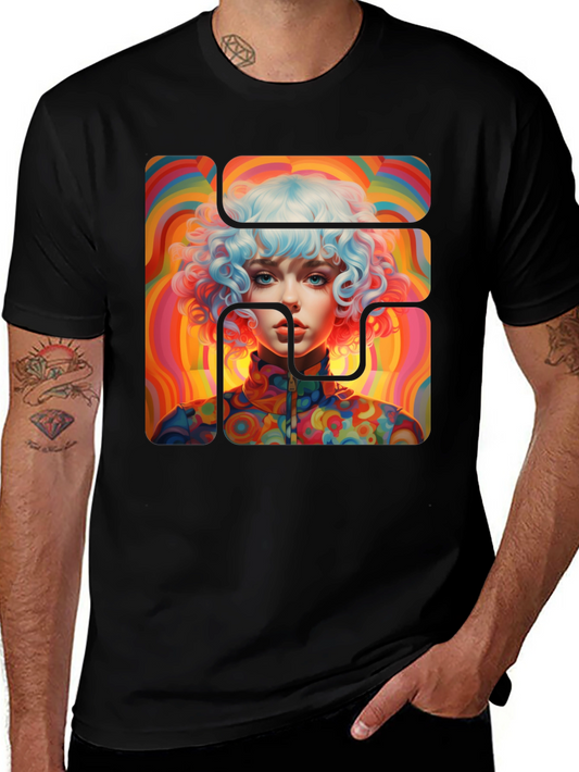 Retro Psychedelic Portrait Graphic Tee