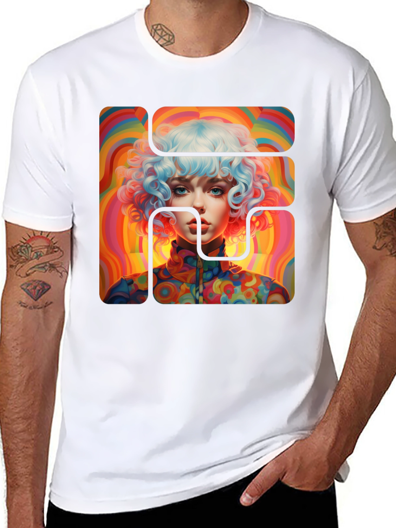 Retro Psychedelic Portrait Graphic Tee