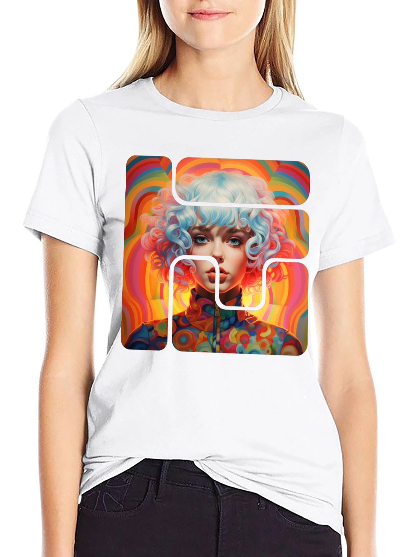 Retro Psychedelic Portrait Graphic Tee