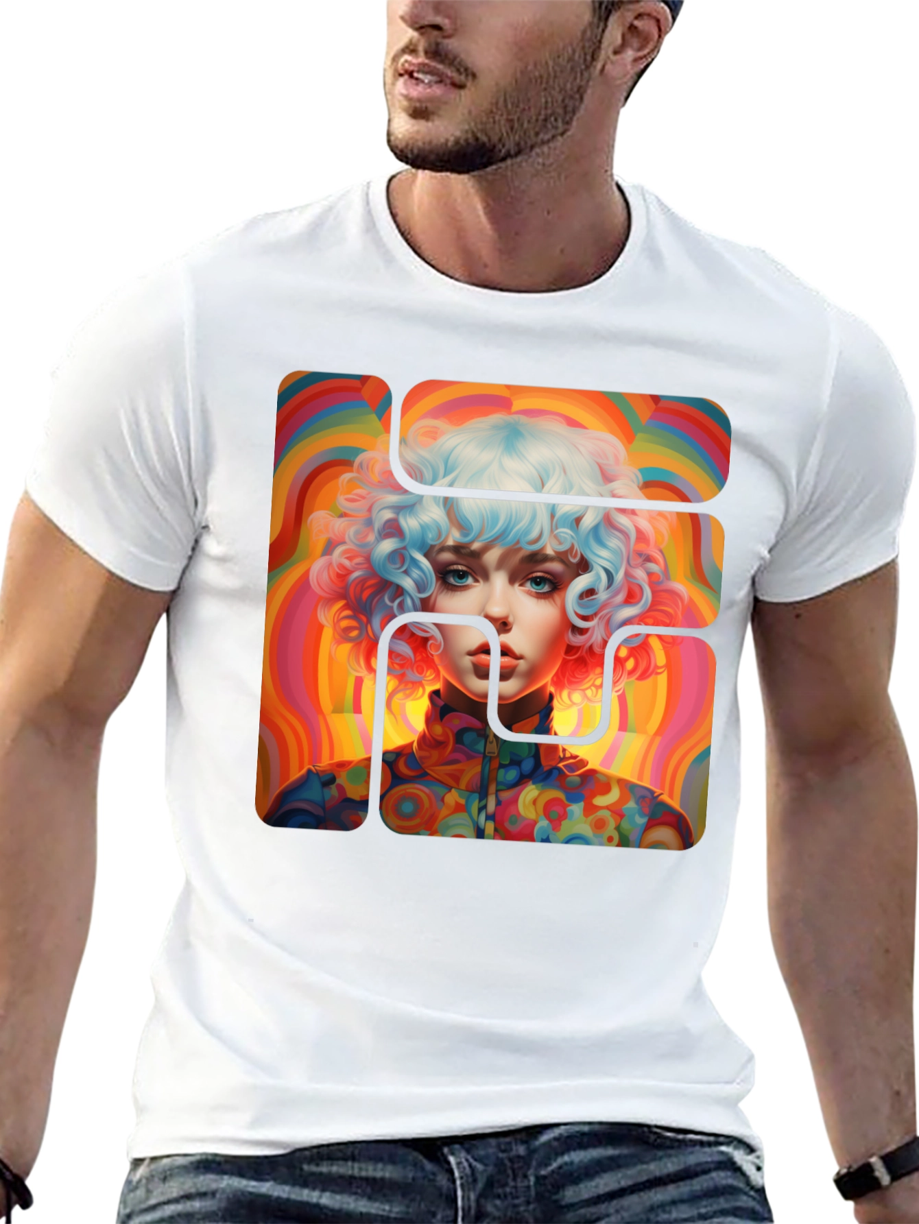 Retro Psychedelic Portrait Graphic Tee