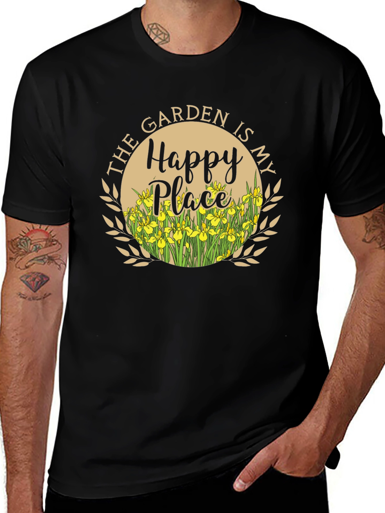 The Garden is My Happy Place Black T-Shirt
