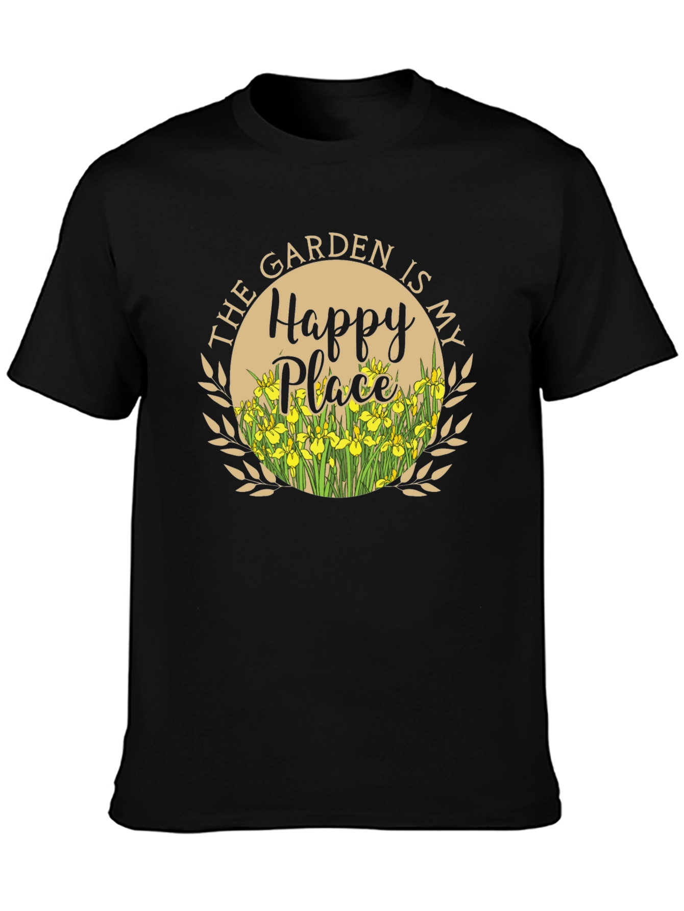 The Garden is My Happy Place Black T-Shirt