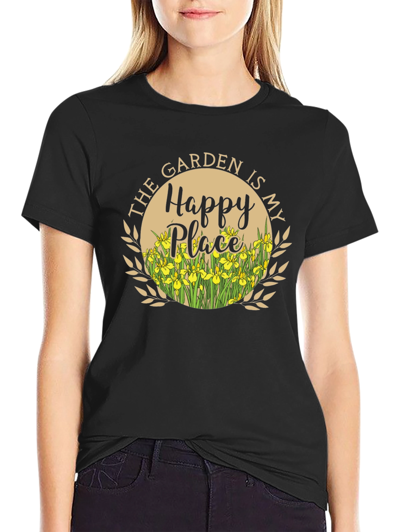 The Garden is My Happy Place Black T-Shirt