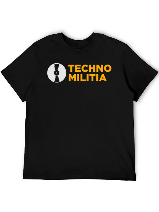 Techno Militia Graphic Tee - Black Cotton T-Shirt