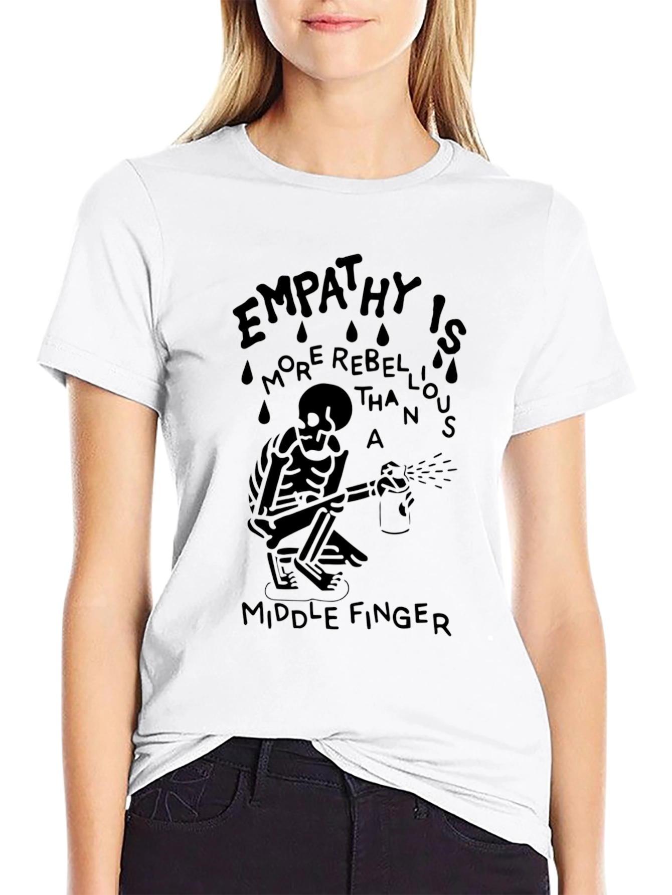 Empathy Skeleton Graphic Tee - Rebellious Style