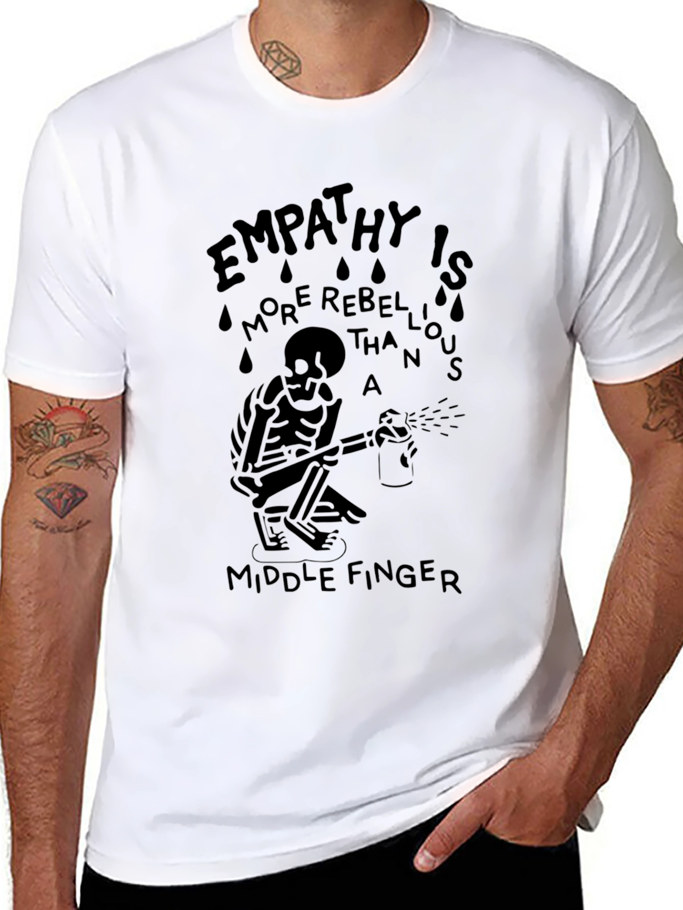 Empathy Skeleton Graphic Tee - Rebellious Style