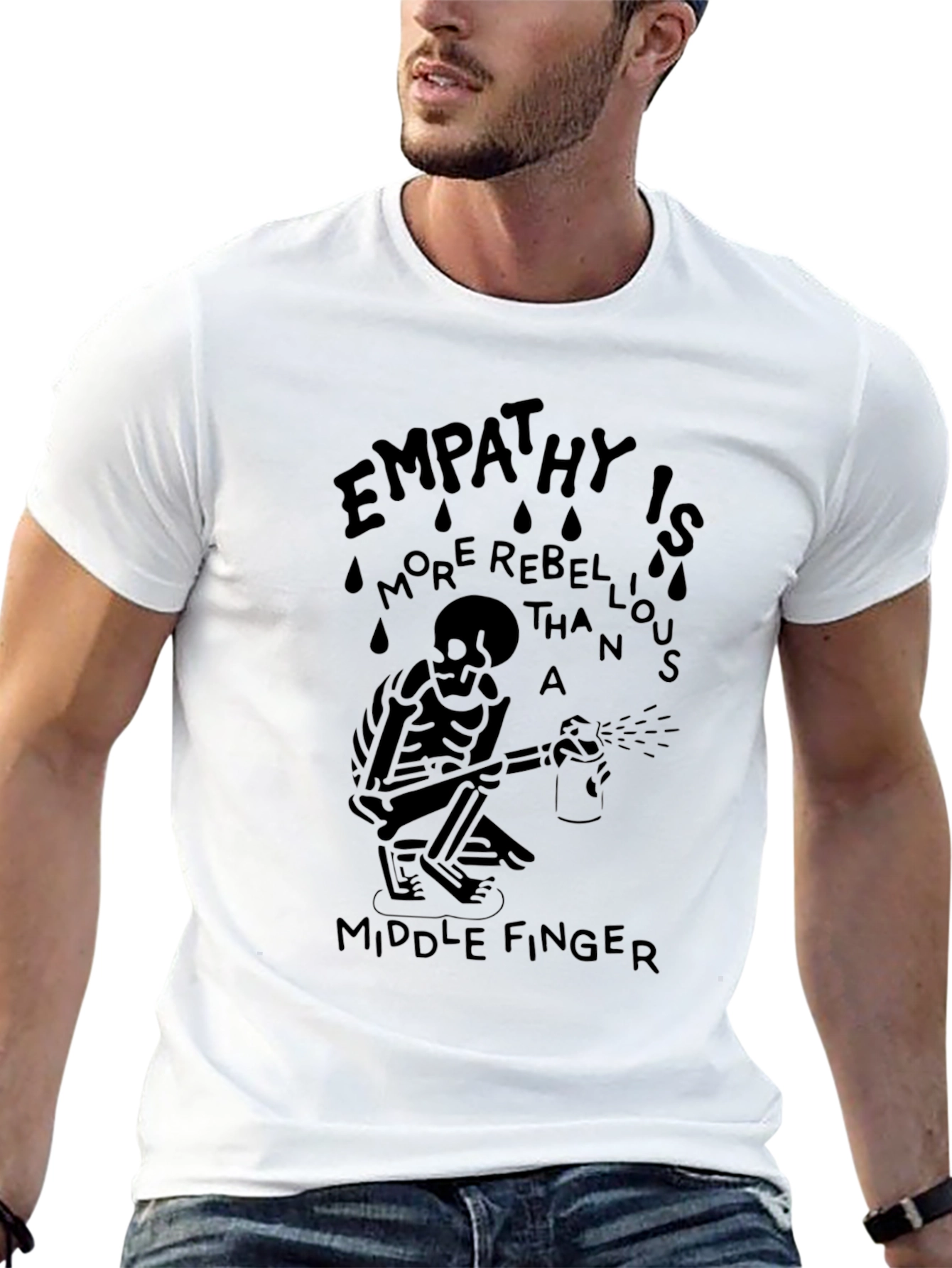 Empathy Skeleton Graphic Tee - Rebellious Style
