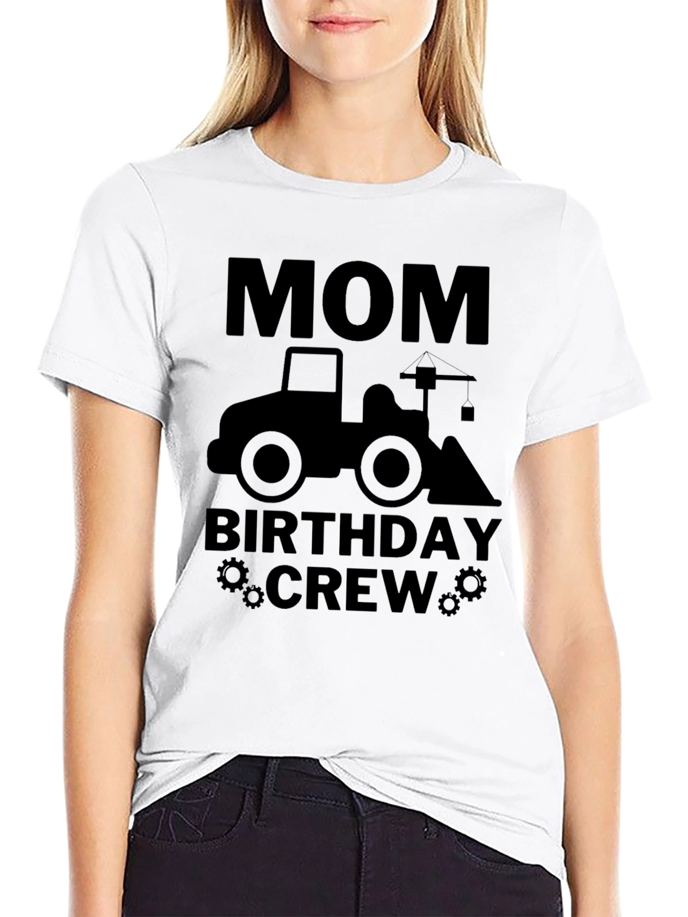 Mom Birthday Crew Construction Vehicle Graphic Tee