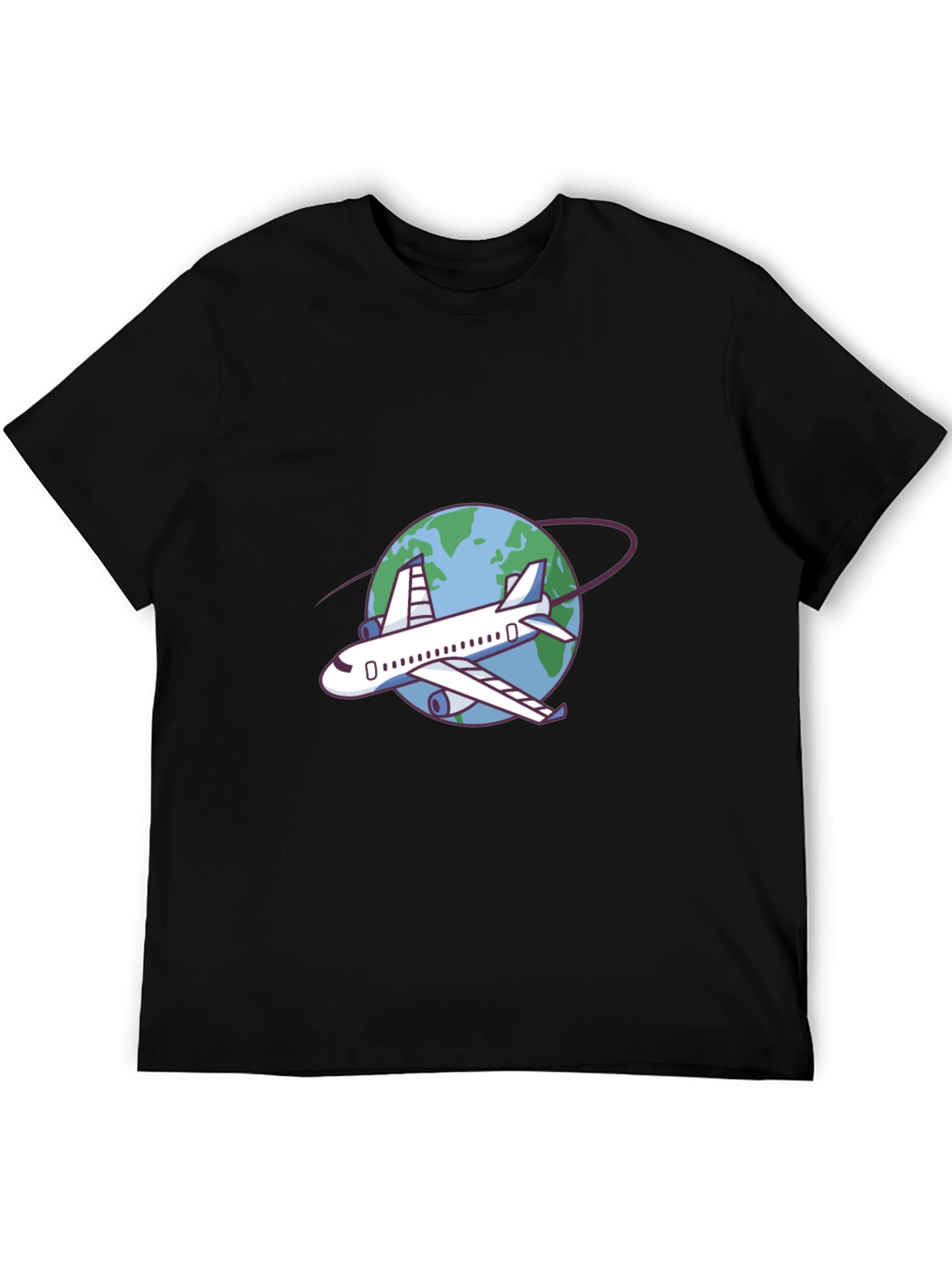 Airplane Around the World Black T-Shirt