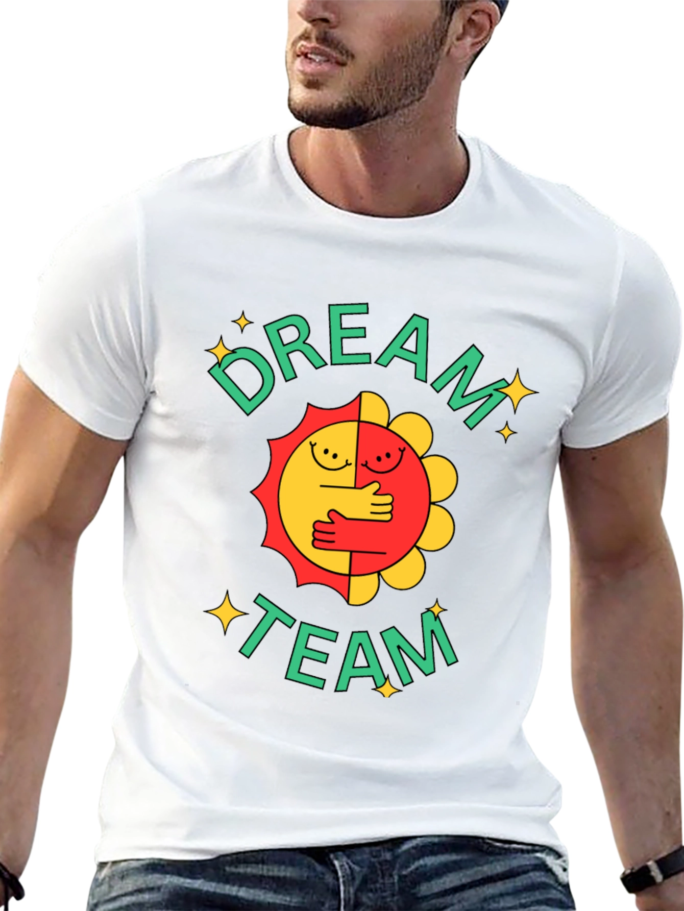Dream Team Graphic Tee - Black Cotton Blend T-Shirt