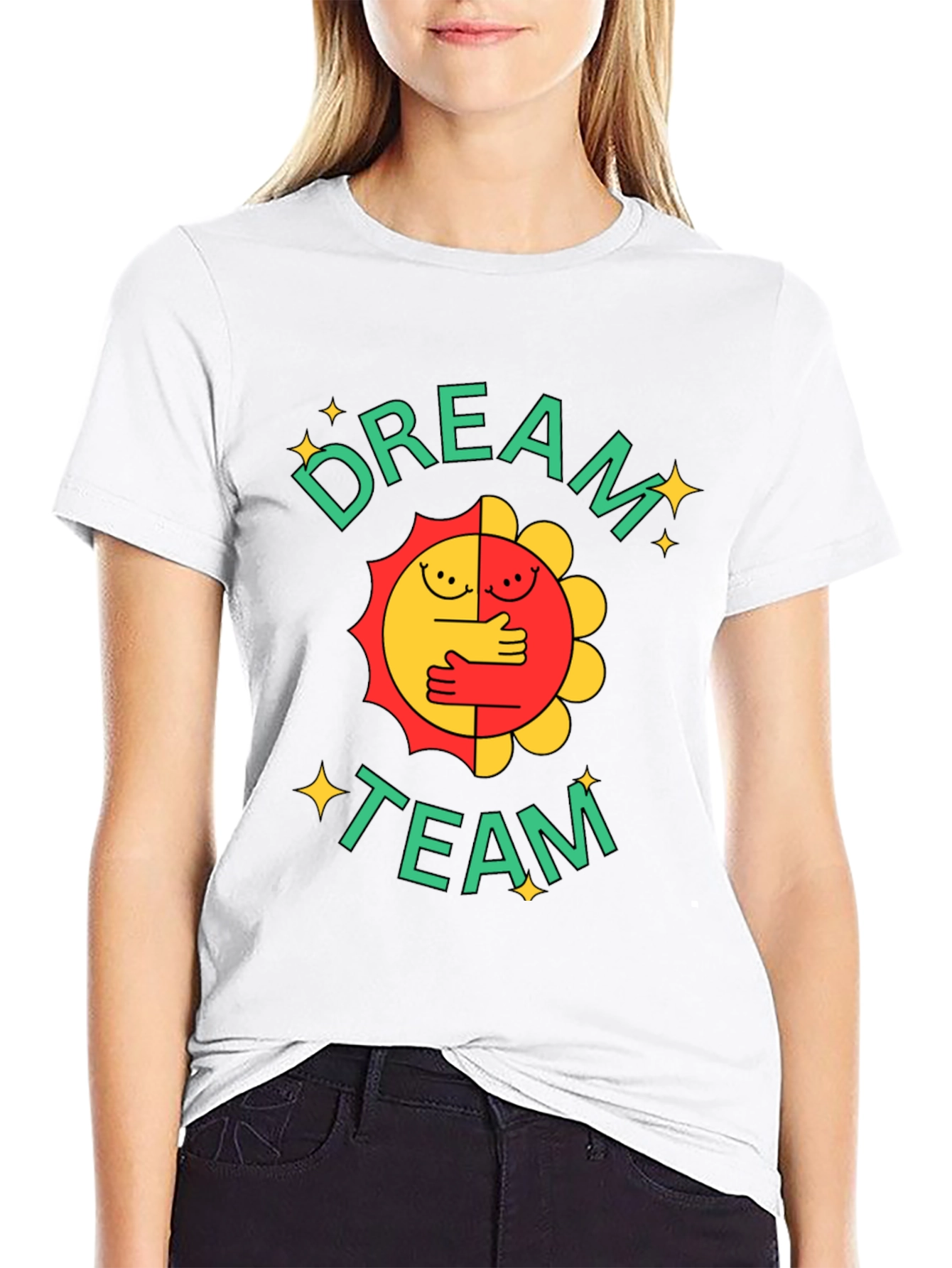 Dream Team Graphic Tee - Black Cotton Blend T-Shirt