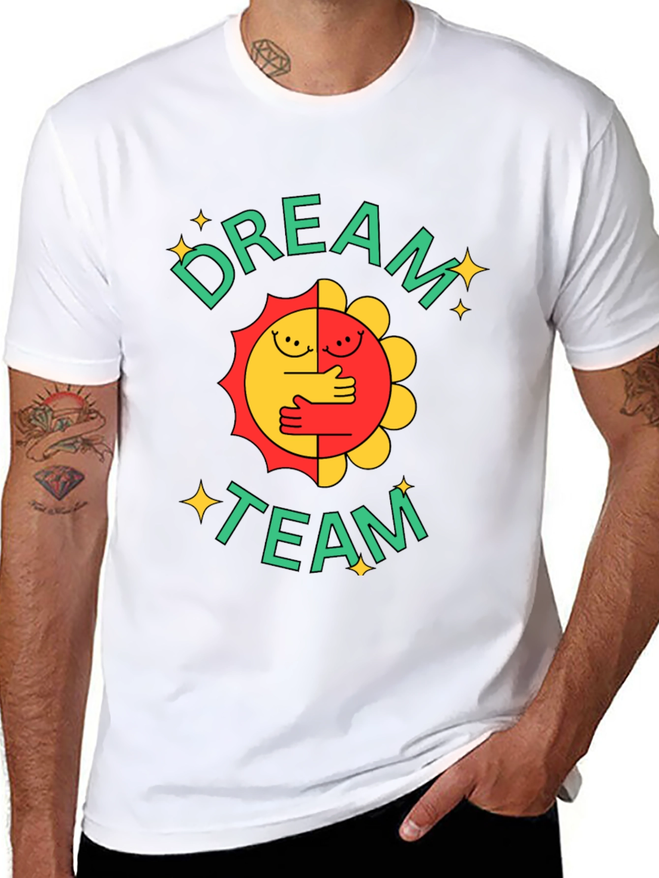 Dream Team Graphic Tee - Black Cotton Blend T-Shirt