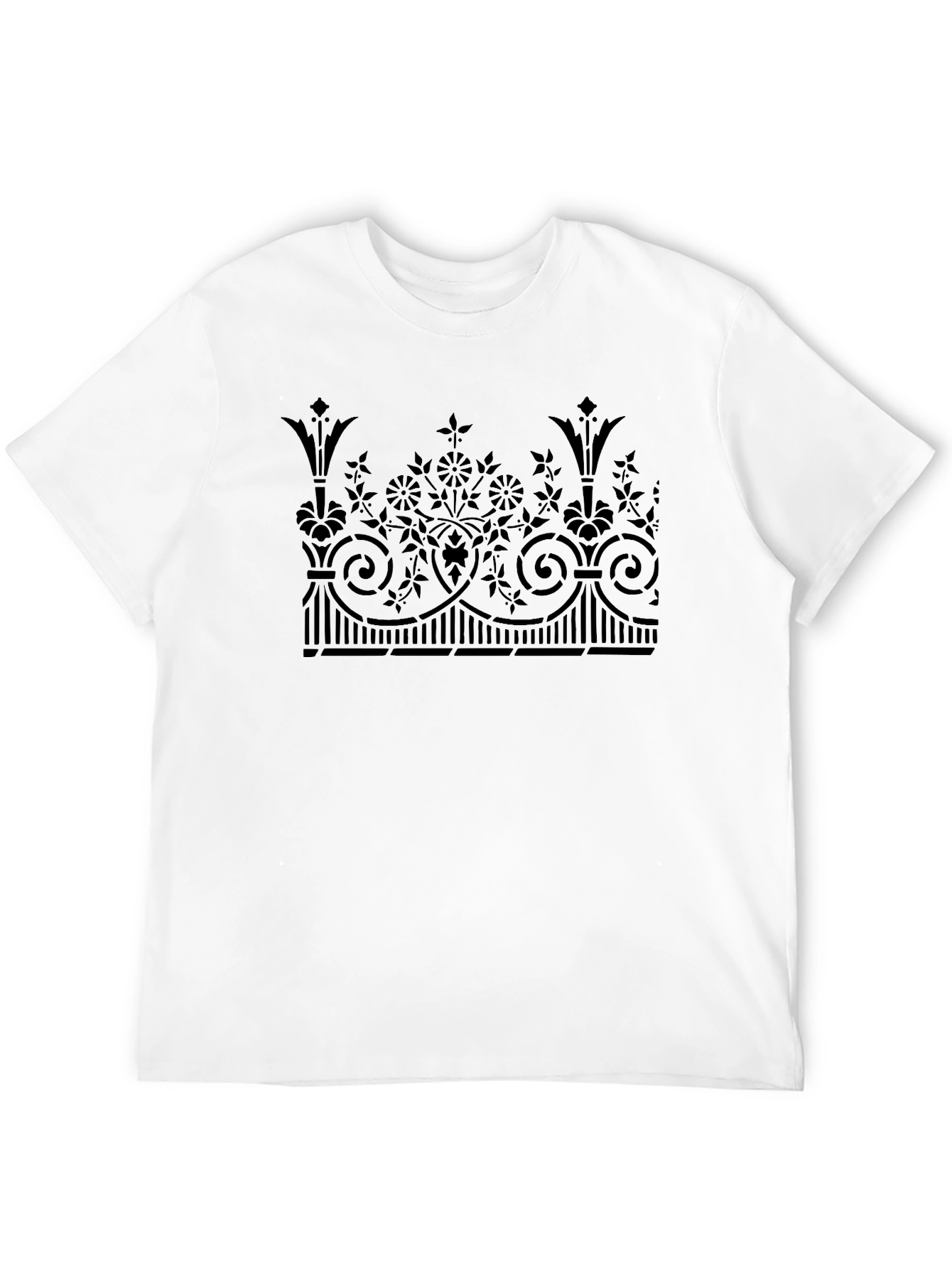 Floral Ornamental Black T-Shirt