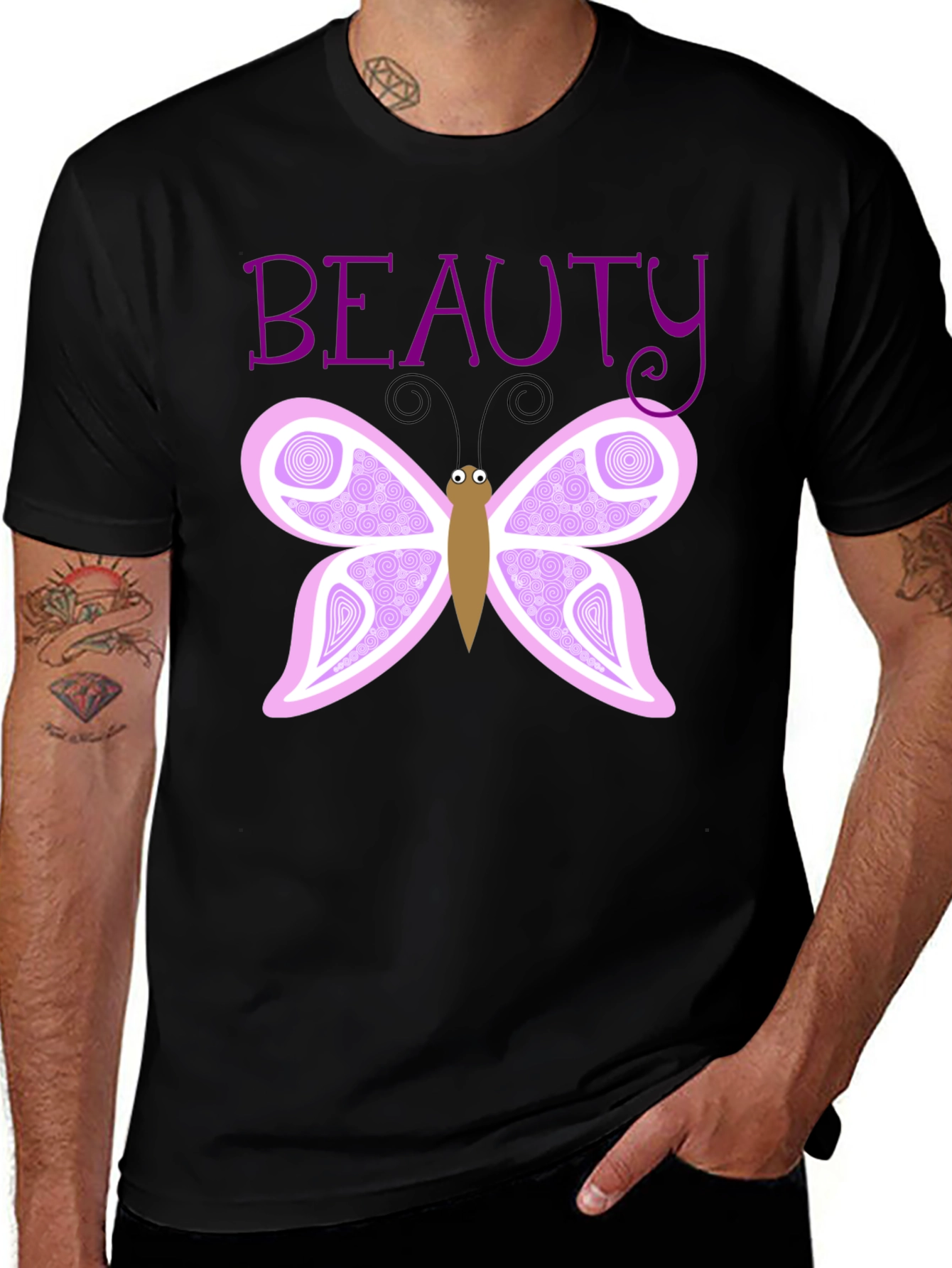 Beauty Butterfly Graphic T-Shirt - Black