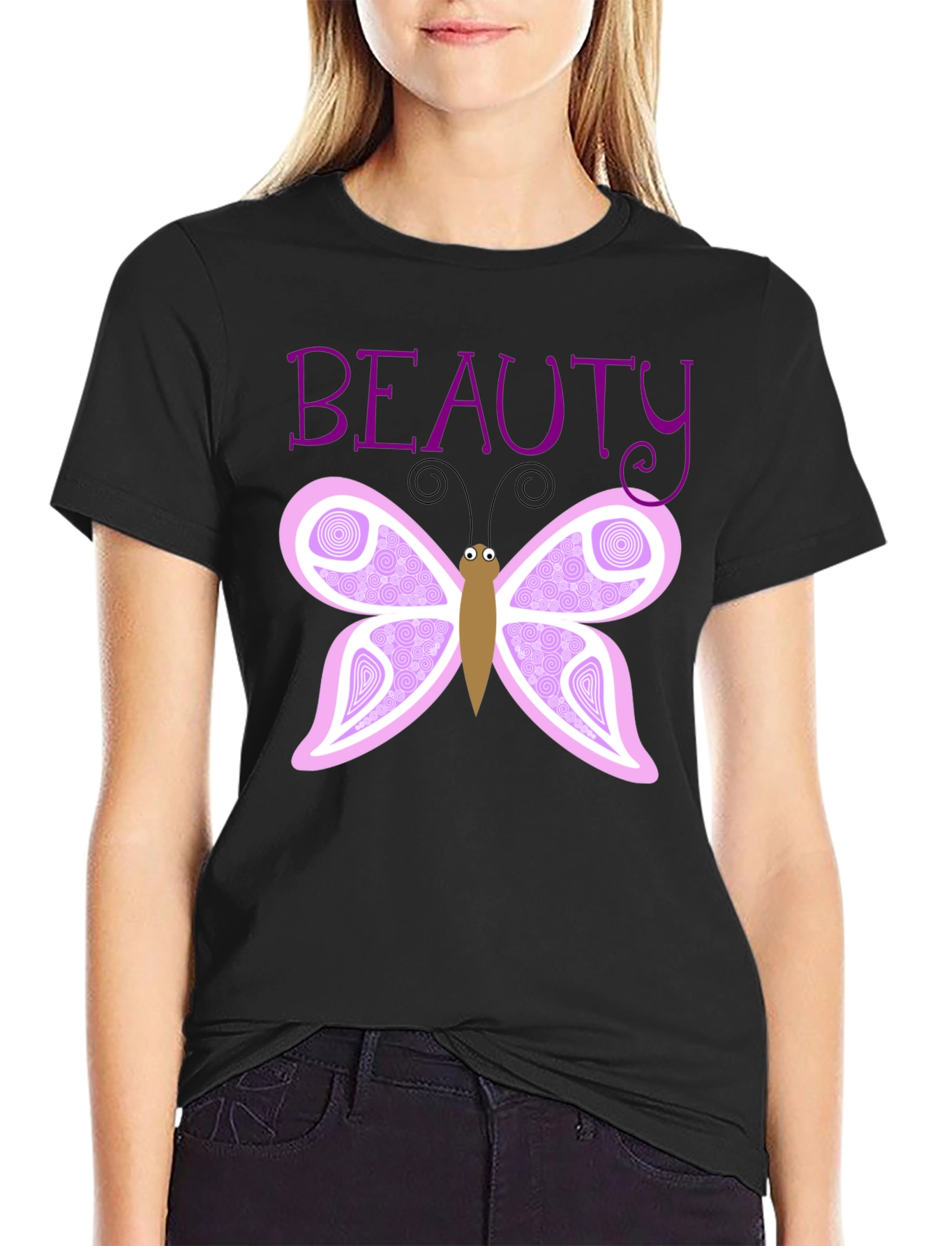 Beauty Butterfly Graphic T-Shirt - Black