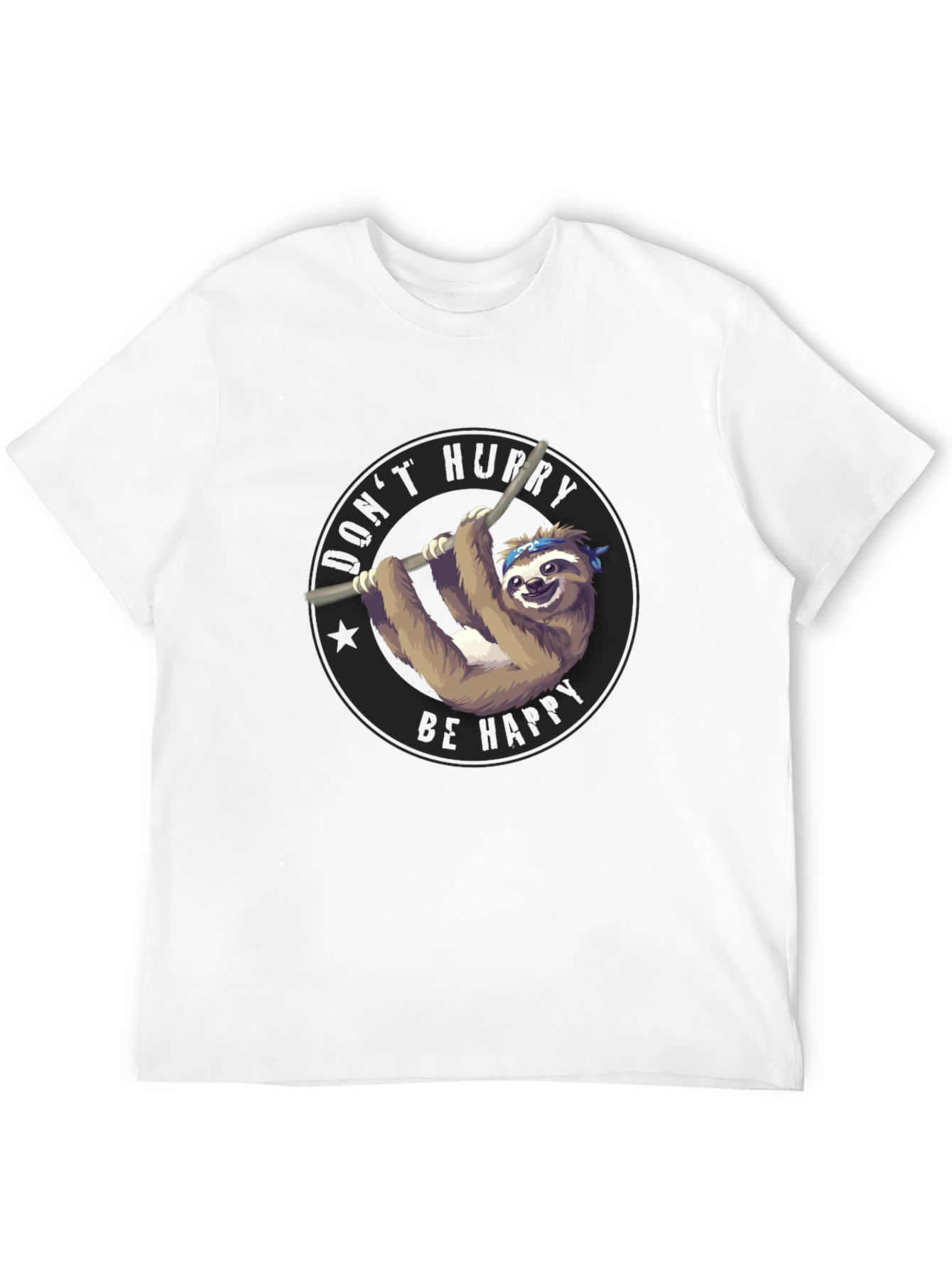 Mens Black T-Shirt Sloth Graphic Tee