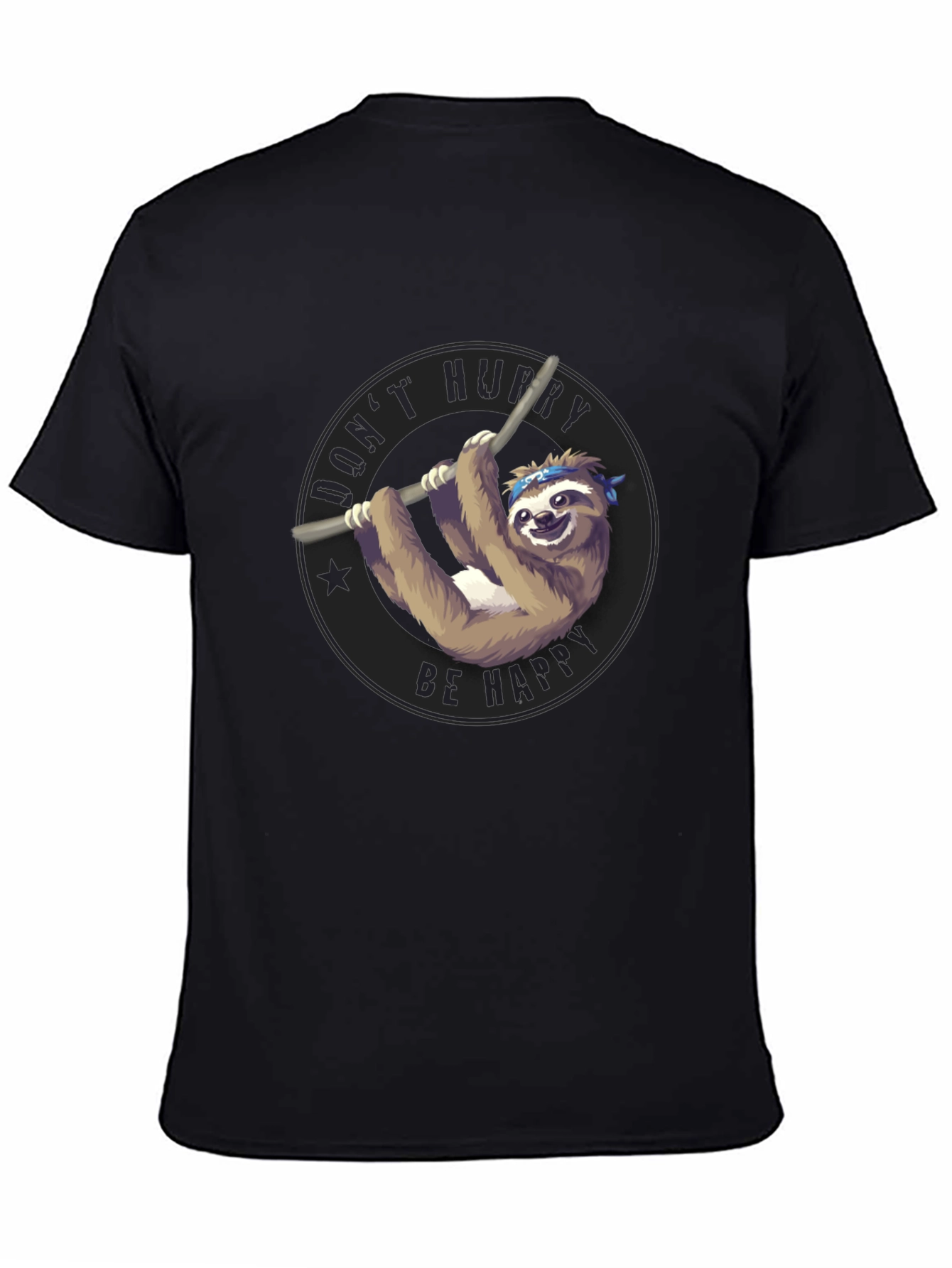 Mens Black T-Shirt Sloth Graphic Tee