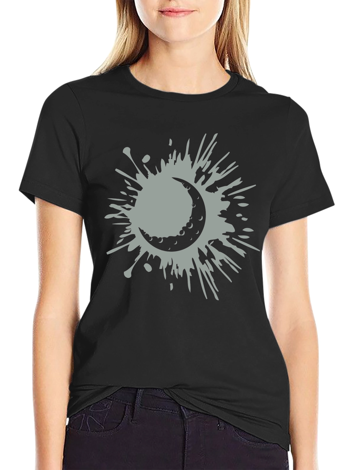Crescent Moon Splatter Tee - Stylish Graphic T-Shirt