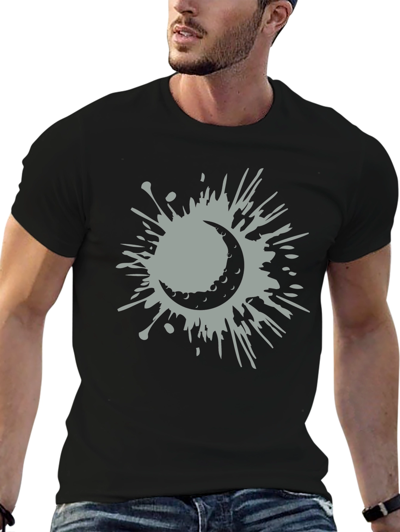 Crescent Moon Splatter Tee - Stylish Graphic T-Shirt